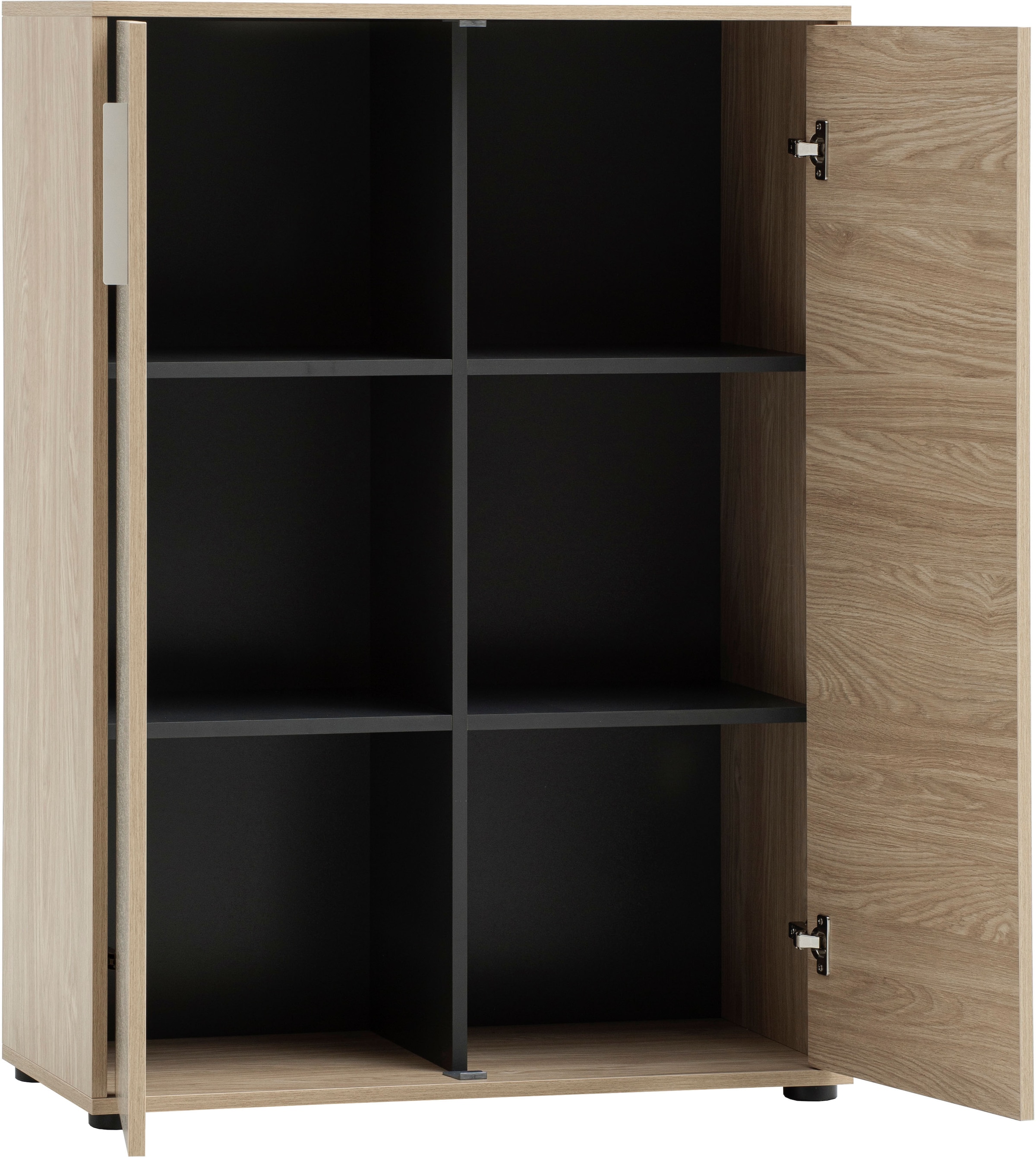 Schildmeyer Armoire de classement »AREZZO, Höhe 150 cm, 2 Türen, Fischgräten Dekor, MADE IN GERMANY« 1 cuis tlg. Porte gauche avec décor en chevrons, FABRIQUÉ EN ALLEMAGNE