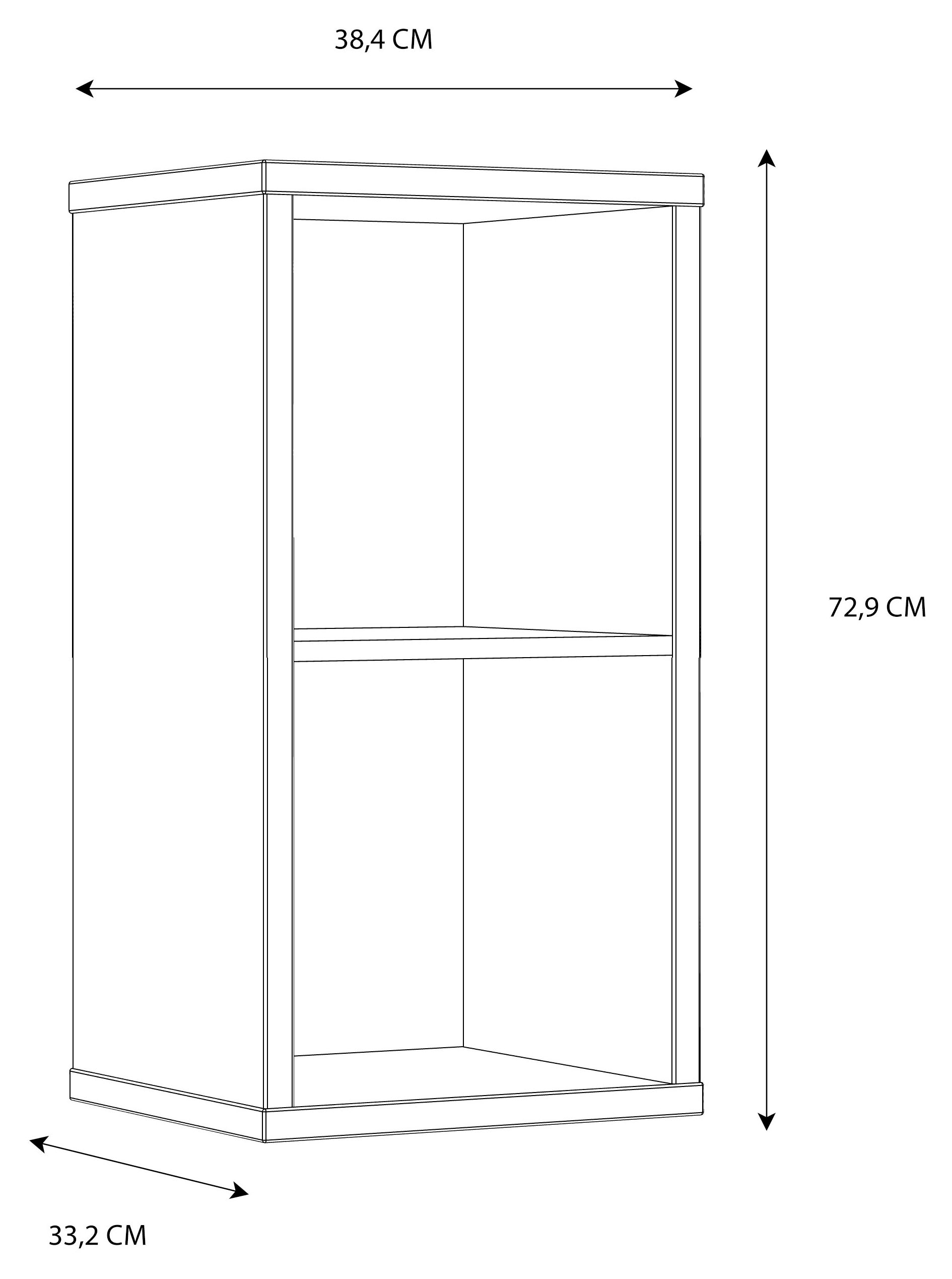FORTE Étagère sur pied »Mauro« étagère à 2 compartiments, L/H/P 38,2x72,9x32,9 cm, revêtement durable