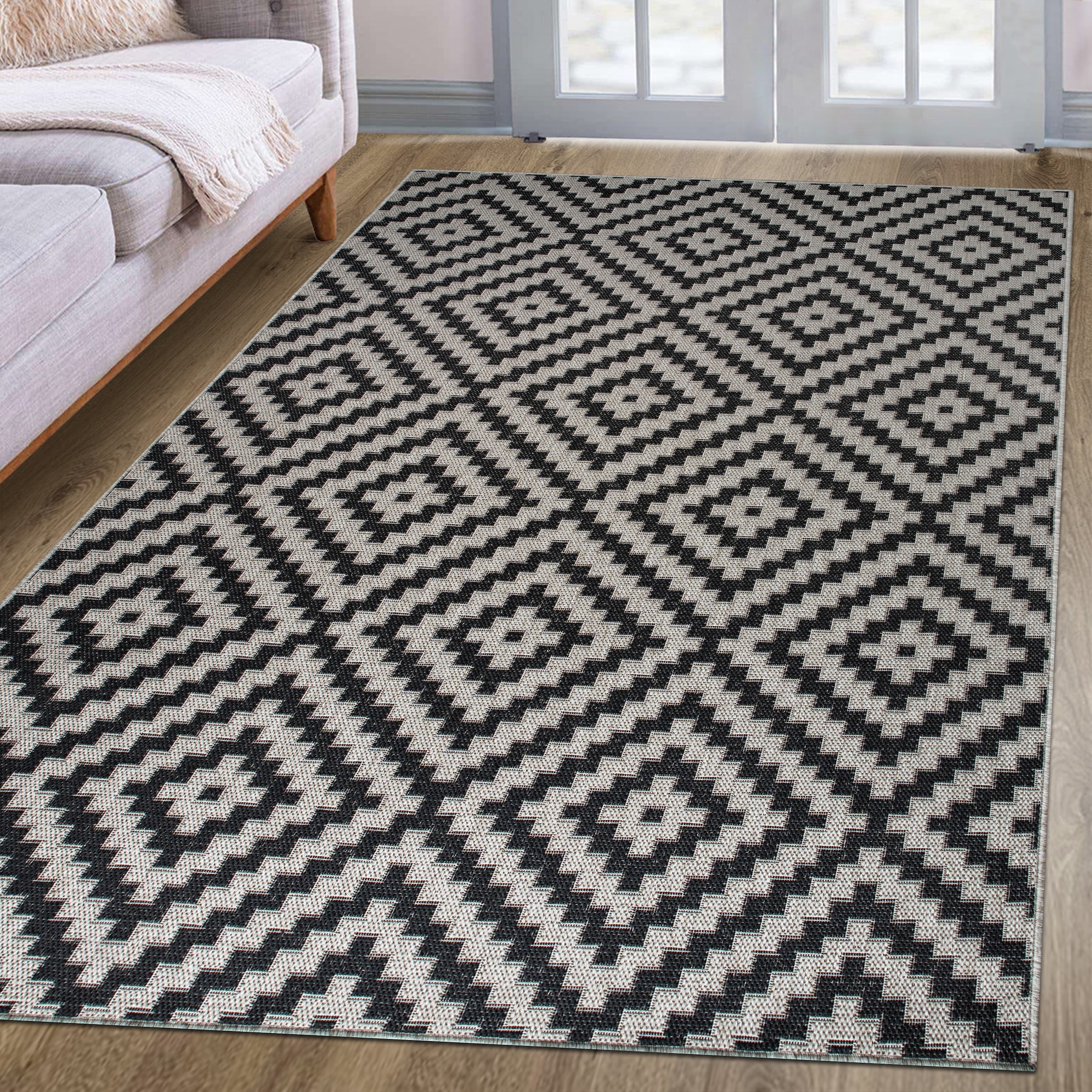 my home Tapis »Cordoba auch als Läufer erhältlich« Rectangulaire 3 mm Höhe In- und Outdoor geeignet, Sisal-Optik, Wetterfest & UV-beständig, Boho