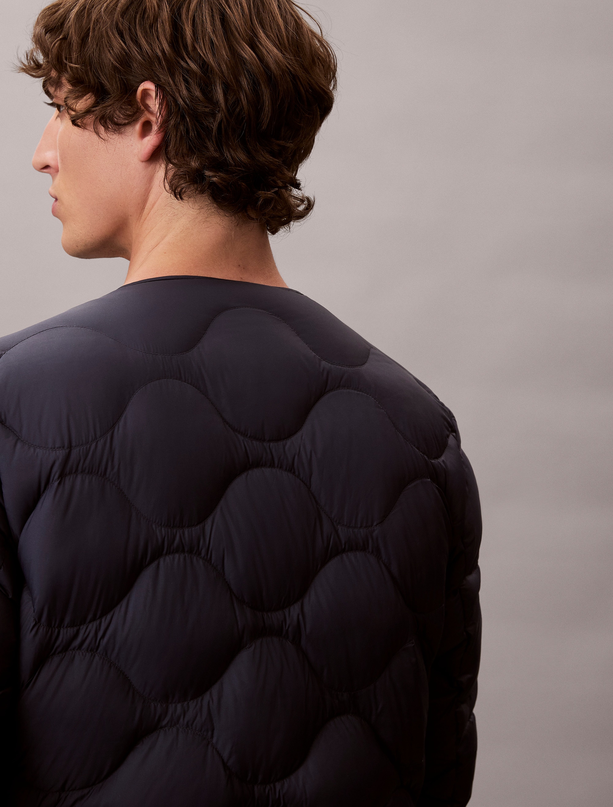 Calvin Klein Jeans Doudoune sans capuche col en tricot, coupe régulière, doublure chaude