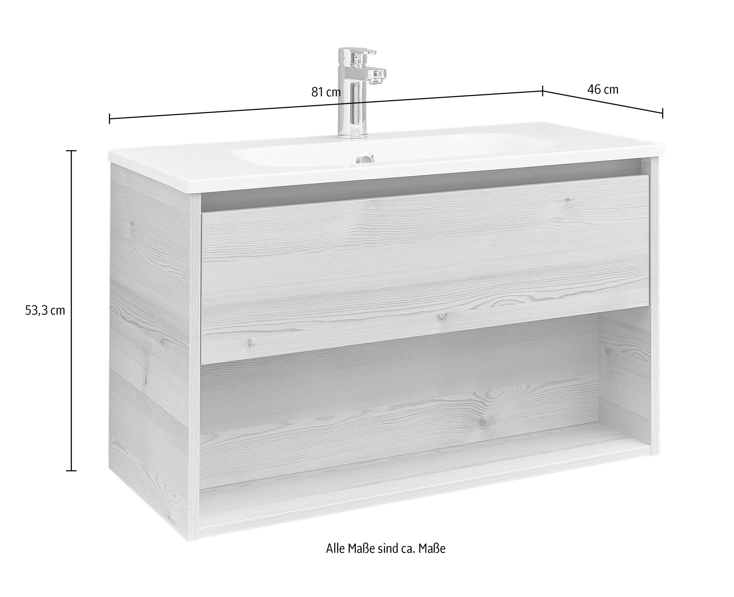 Saphir Badmöbel-Set »Mineralmarmor-Waschisch und Waschtischunterschrank« 2 Stk. tlg.