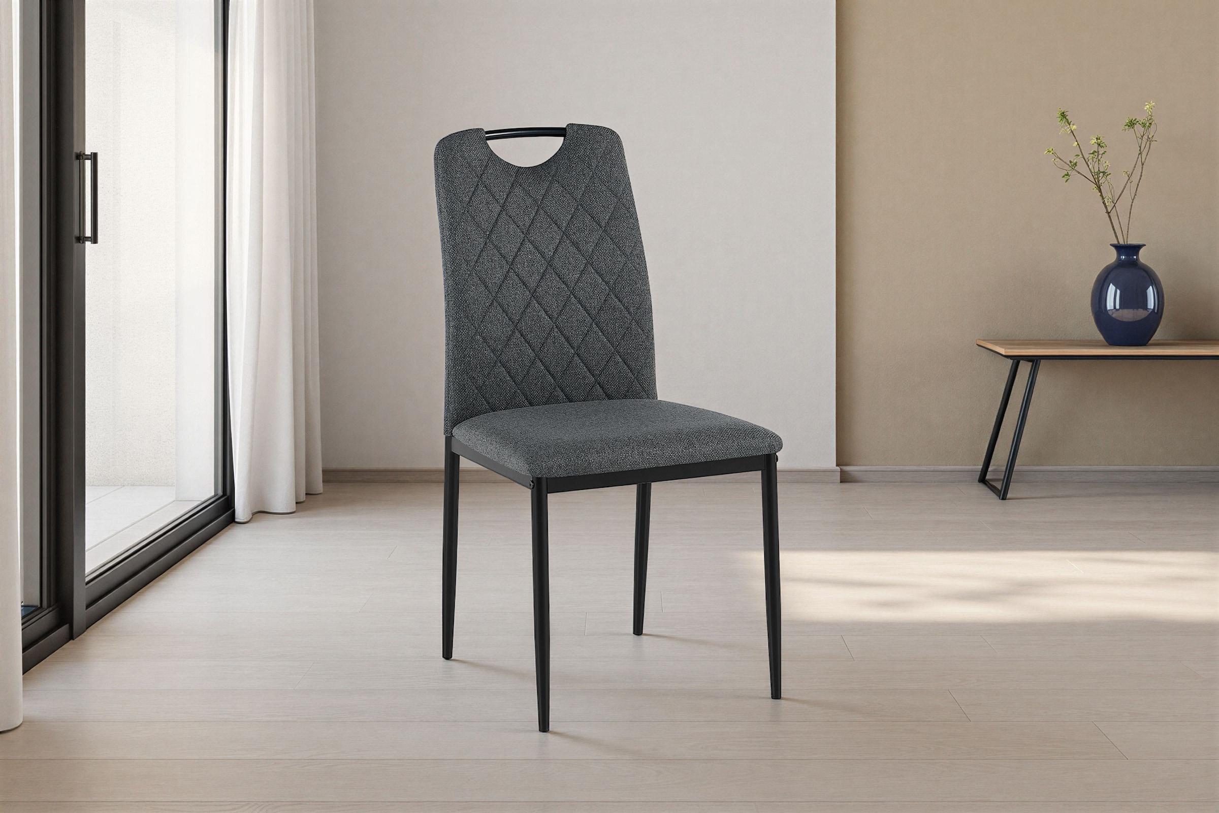 GOODproduct Chaise de salle à manger »Rom« (Ensemble) 2 cuisbequemer Stuhl mit hochwertigem Stoffbezug und Griff im Rücken