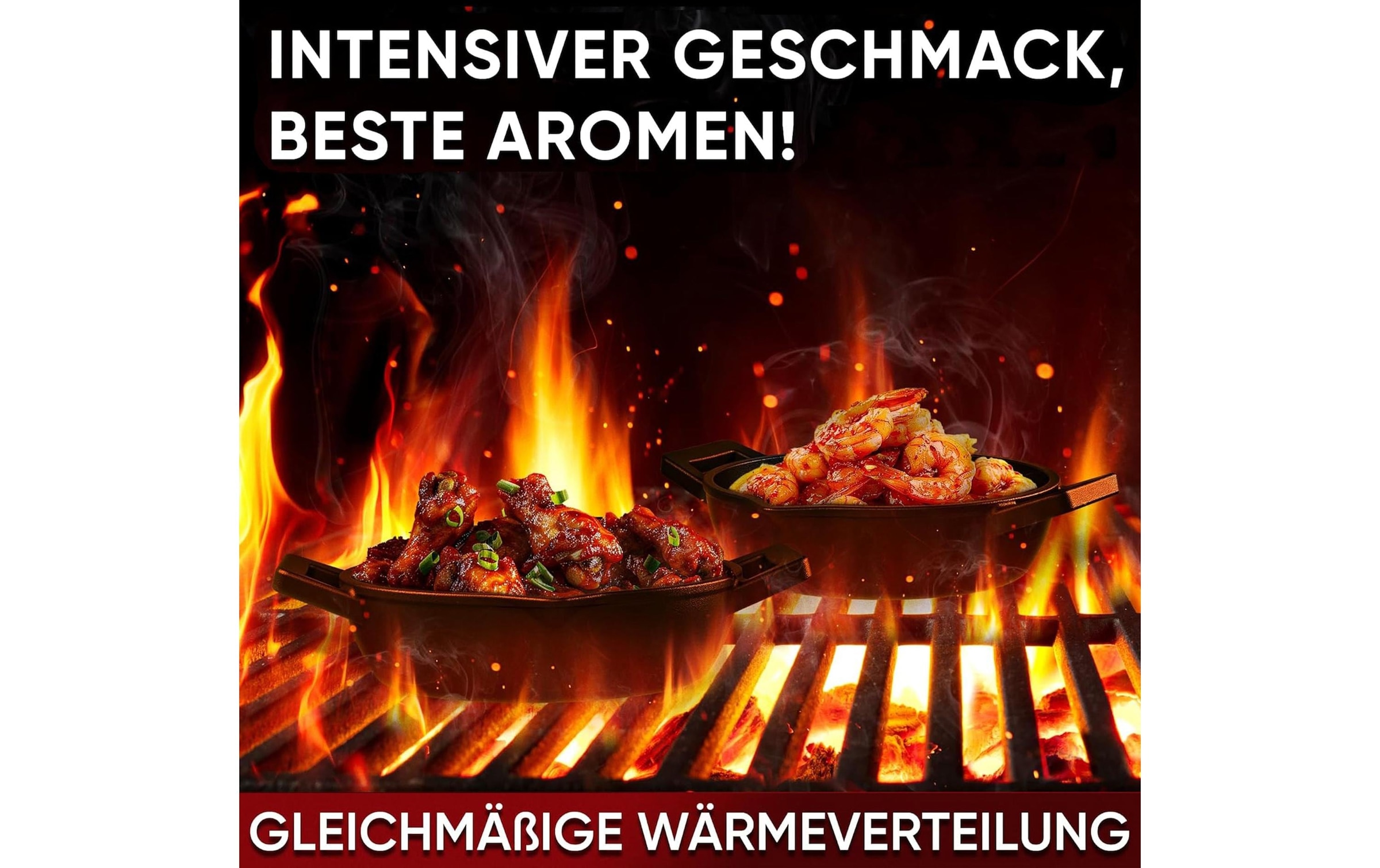   Grilltopf »Gusskoenig Mini Set mit Holzsockel« Gusseisen 4 Stk. tlg. Mini-Rundpfanne, 2er-Set + Holzsockel