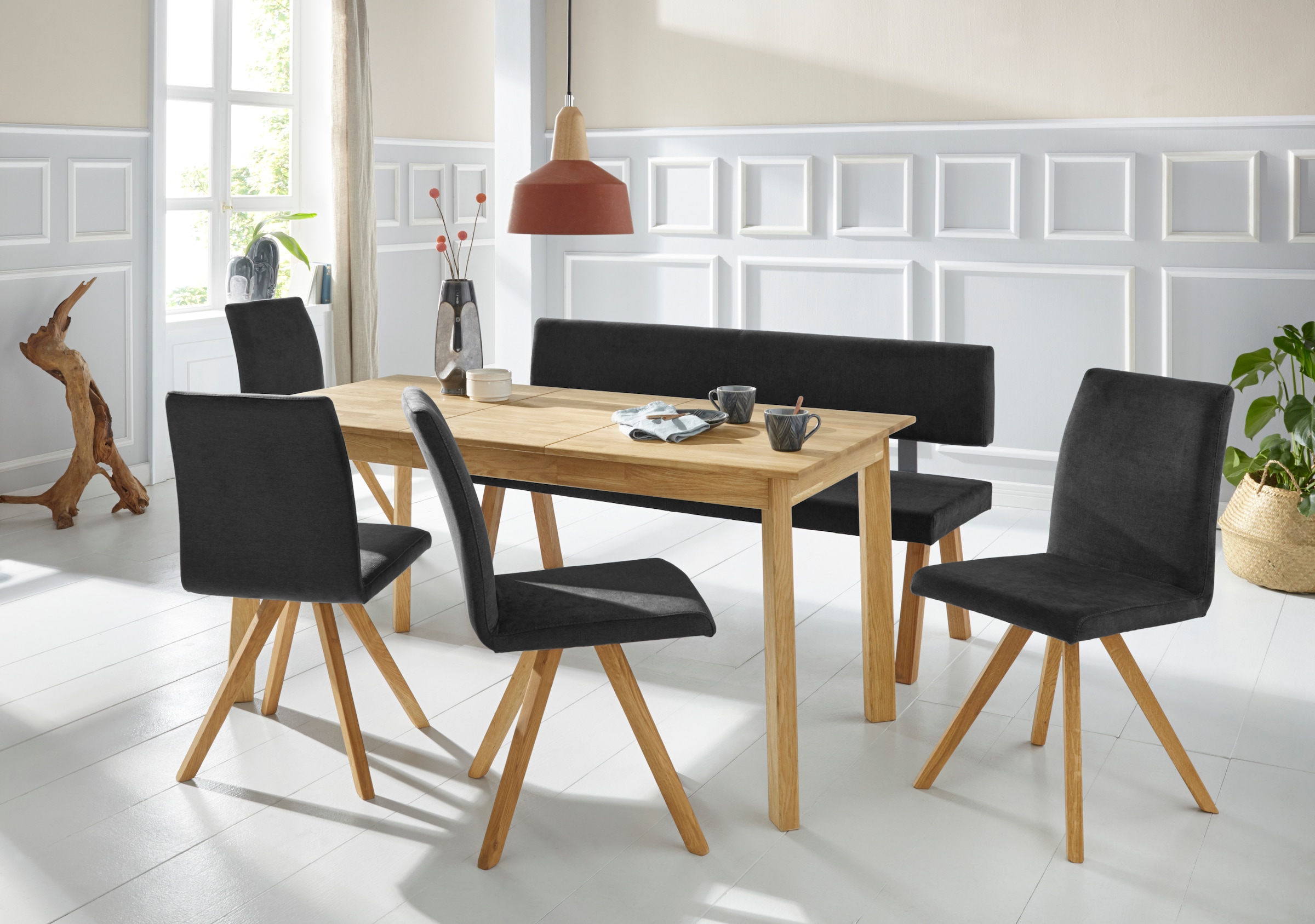 Home affaire Schalenstuhl »Rio« (Set) 2 Stk.Bezug in Kunstleder oder Strukturstoff und das Gestell ist Eiche geölt