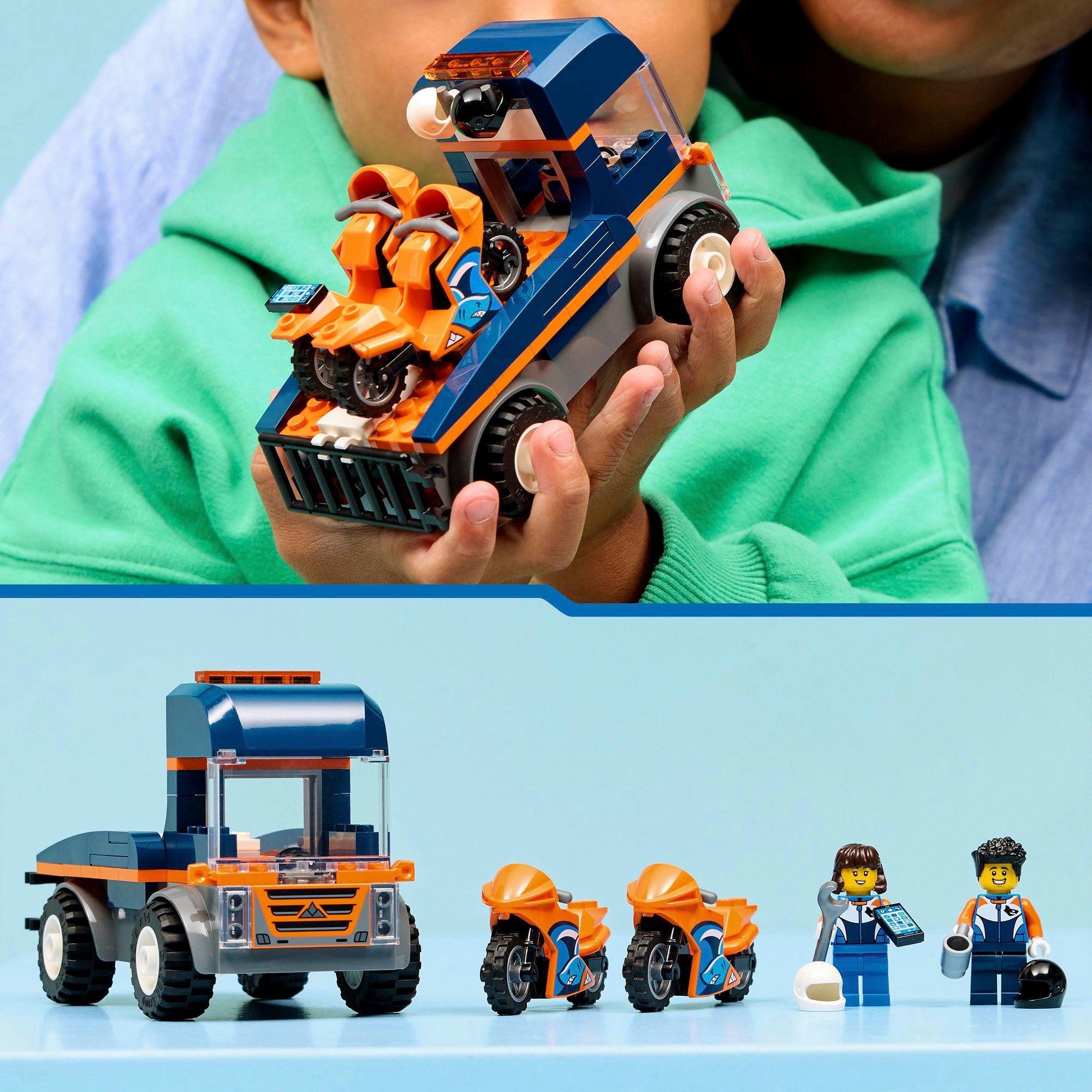 LEGO® Konstruktionsspielsteine »Motorradtransporter (60491), LEGO City« Made in Europe
