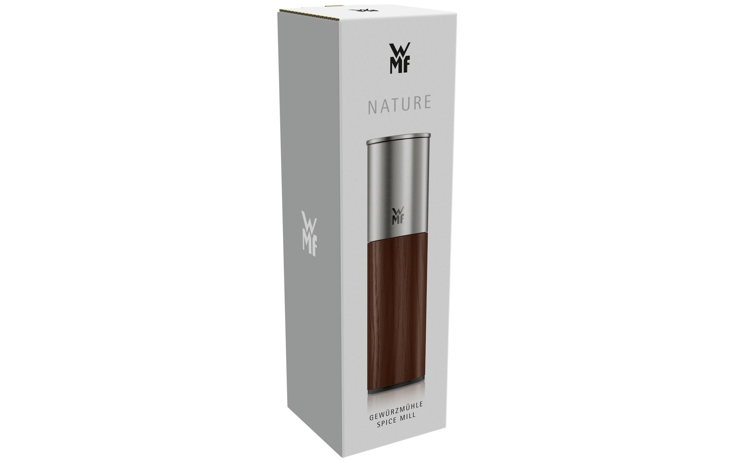 WMF Gewürzmühle »Nature Pro Edelstahl« Keramikmahlwerk, einstellbarer Mahlgrad, Aromaschutzdeckel, Holz