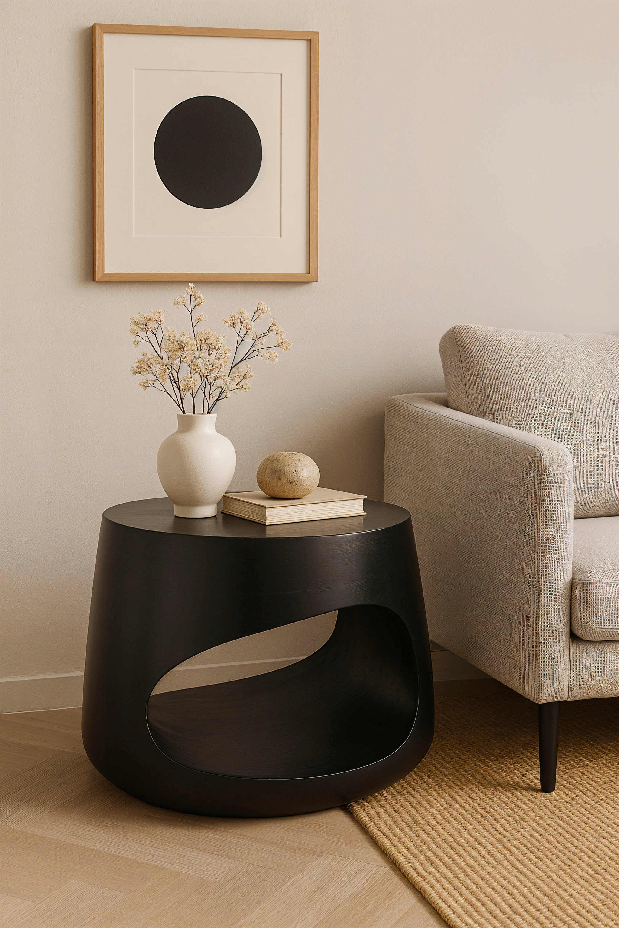 SIT Couchtisch »Lahore rund aus Mango massiv mit offenem Ablagefach« 1 Stk. tlg. Asymmetrisches Ablagefach mit individueller Holzmaserung