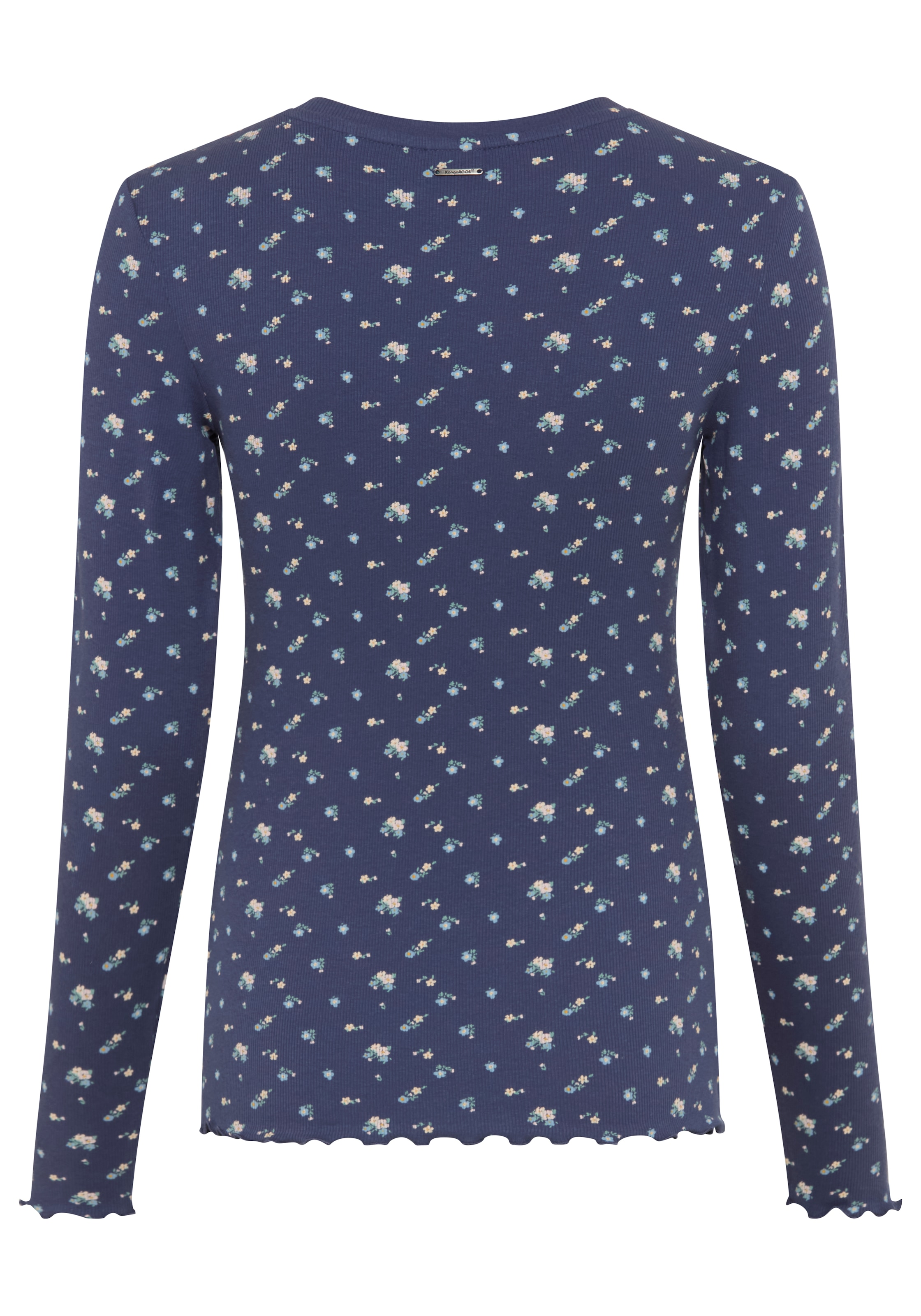 KangaROOS T-shirt à manches longues Millefleurs, coupe étroite, ourlets roulottés