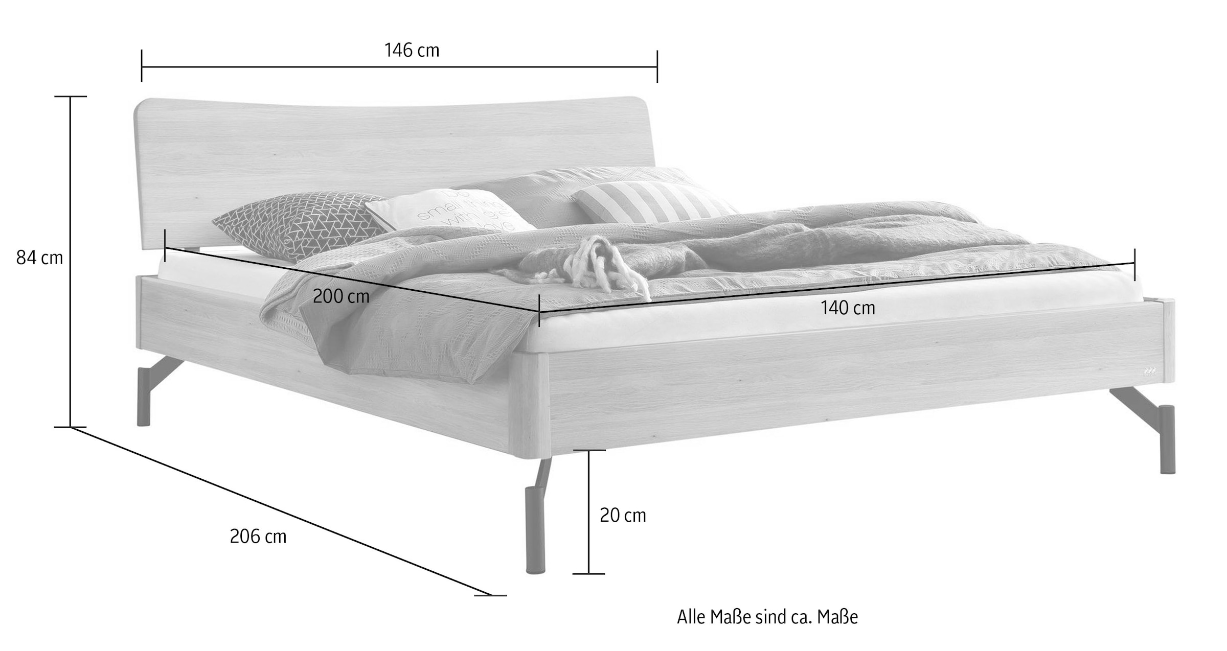 HASENA Lit en bois »Albinia« Lit en bois massif Albinia, hauteur pieds 20 cm
