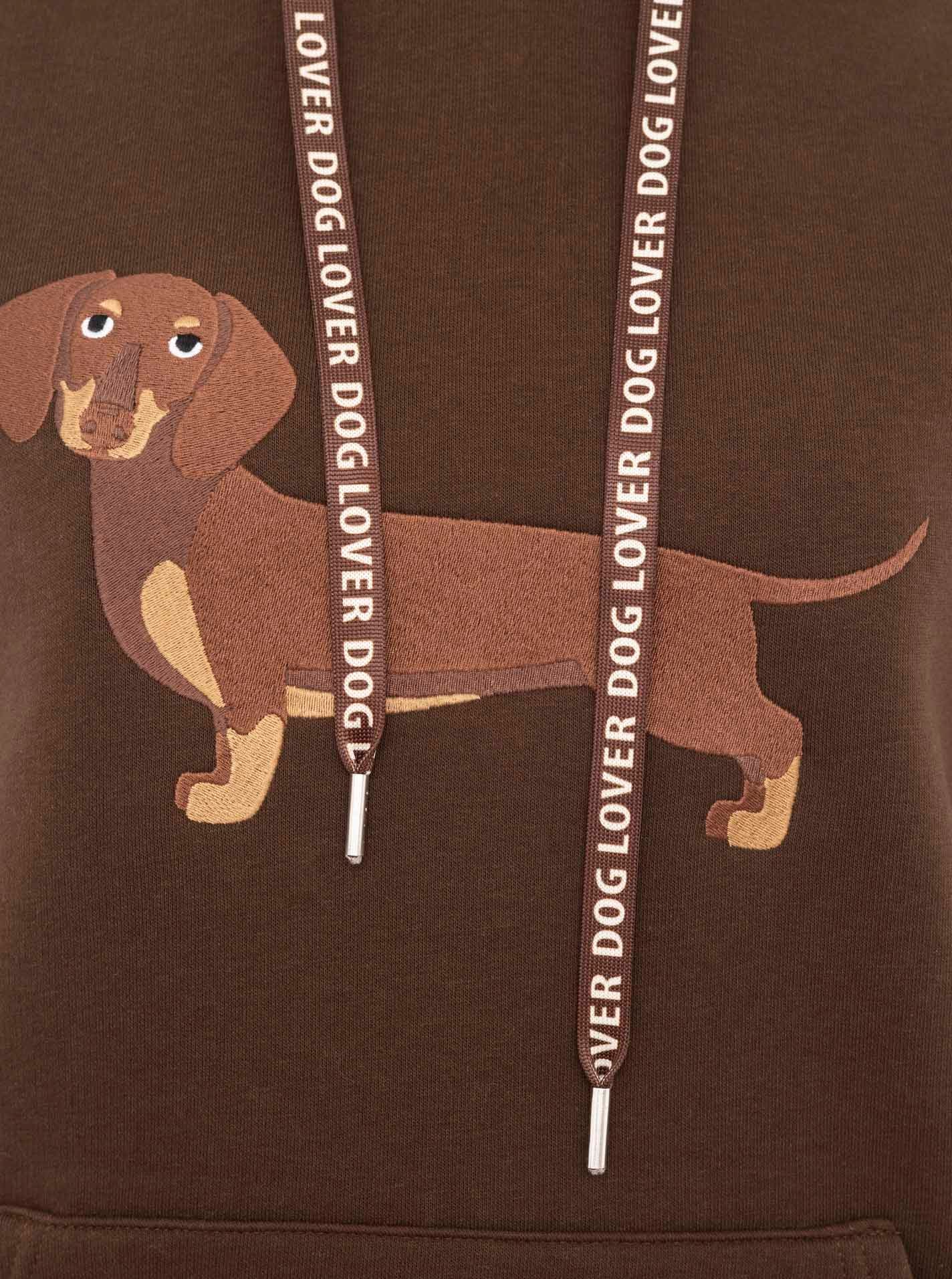 Zwillingsherz Hoodie »"Dackel"« Stickerei vorne, weiche Fleeceinnenseite, bedruckte Kordel