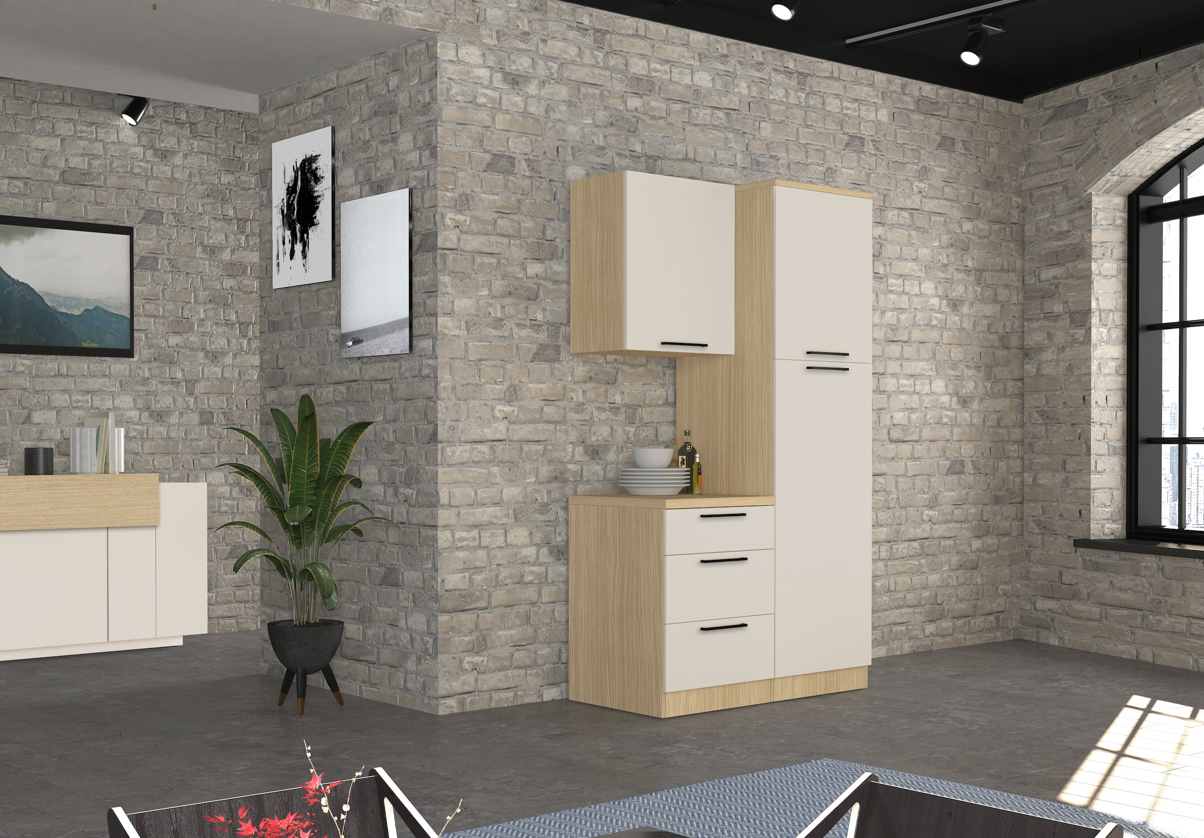 KOCHSTATION Vorratsschrank »Luna, Hochschrank, Küchenvorratsschrank, Speiseschrank, Made in Italy« B/T/H: 60×60×214,5 cm, mit 6 grosszügigen Fächern