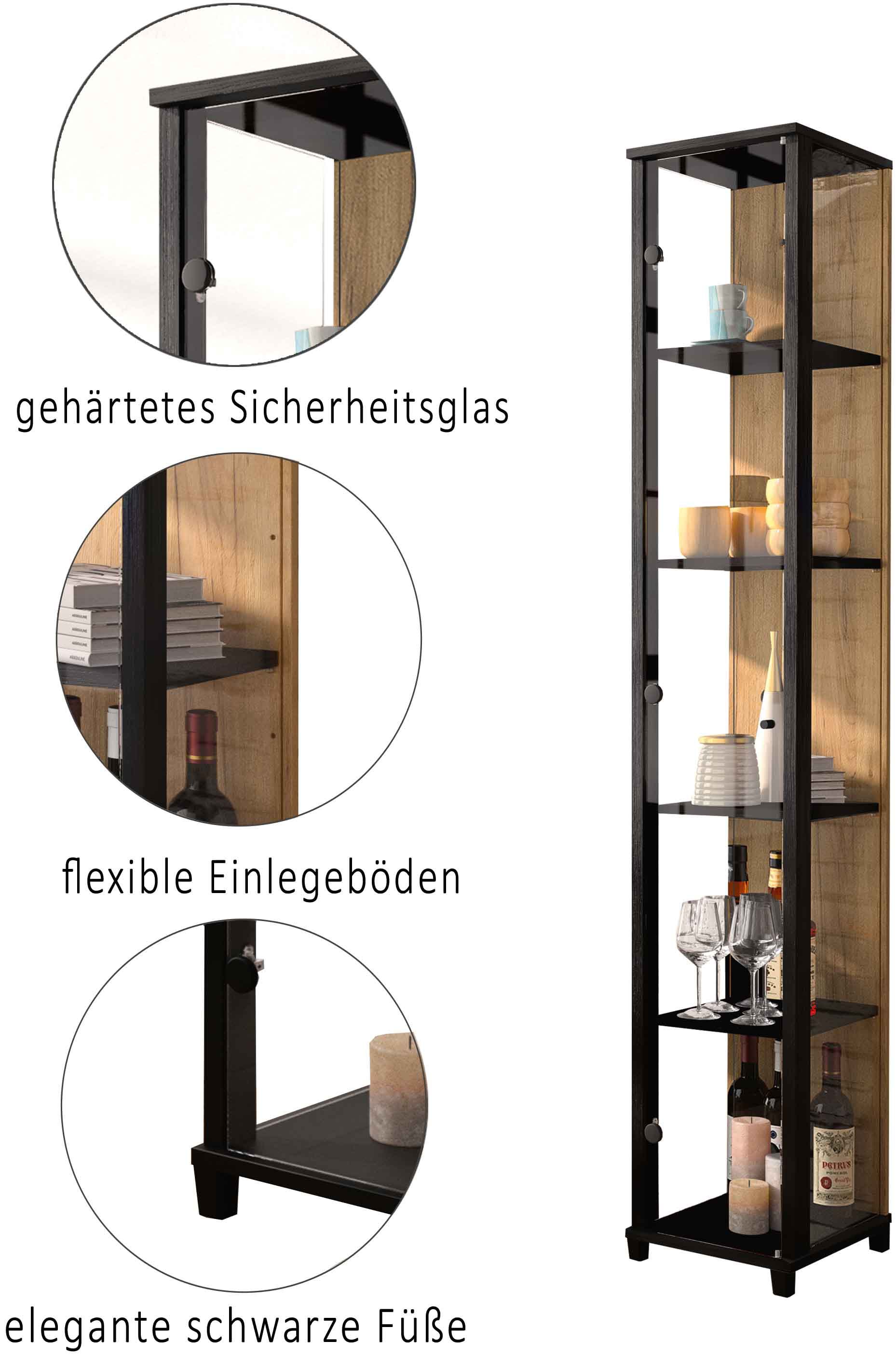 fif möbel Vitrine »OPTIMA« Standvitrine, Vitrinenschrank, Glasvitrine, Sammlervitrine