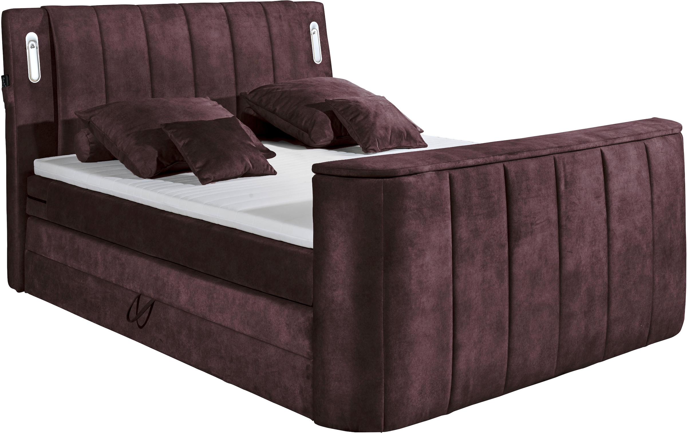 ED EXCITING DESIGN Lit boxspring »Dallas« 7 cuis tlg. inkl. Topper, LED-Beleuchtung, TV Halterung und zwei Bettkästen