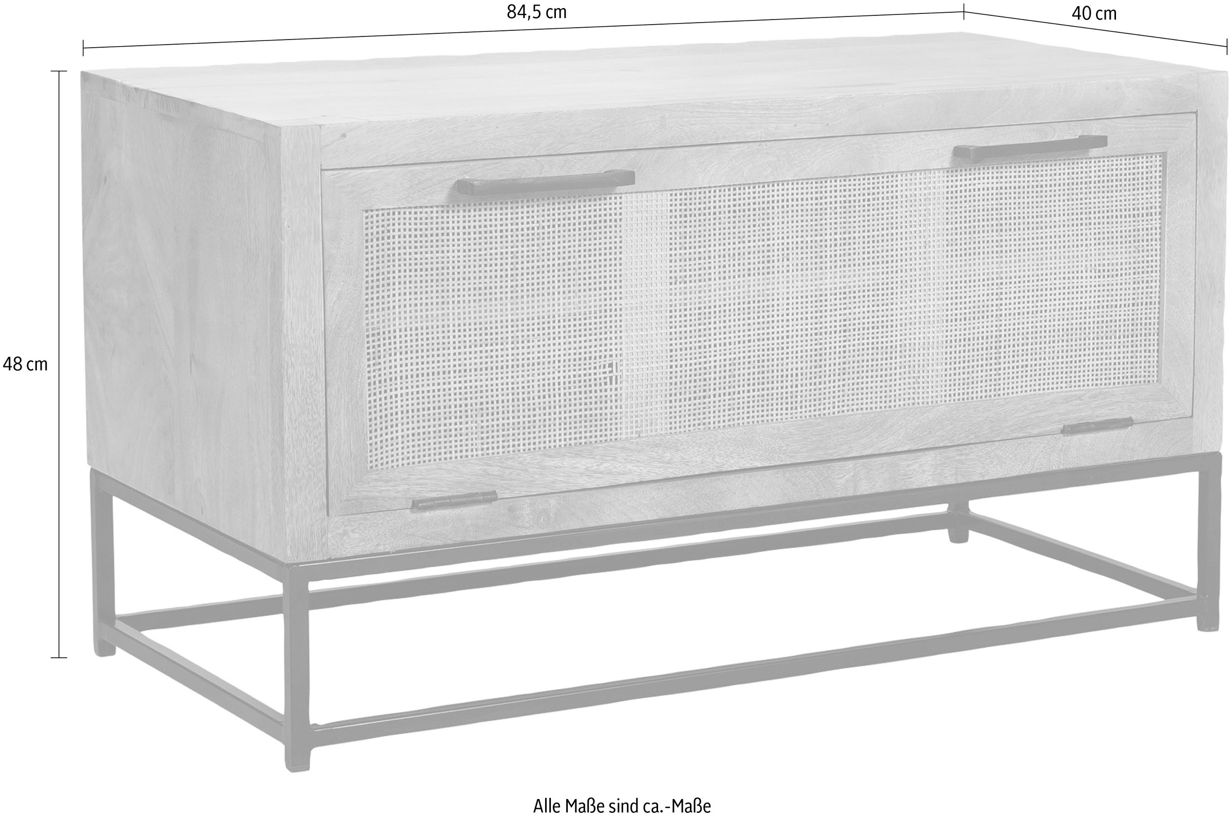 SIT Schuhschrank »CANE aus Mangoholz mit Rattan-Front & Metallkufen« Platz für 6 Paar Schuhe mit Rattan-Front & Mangoholz