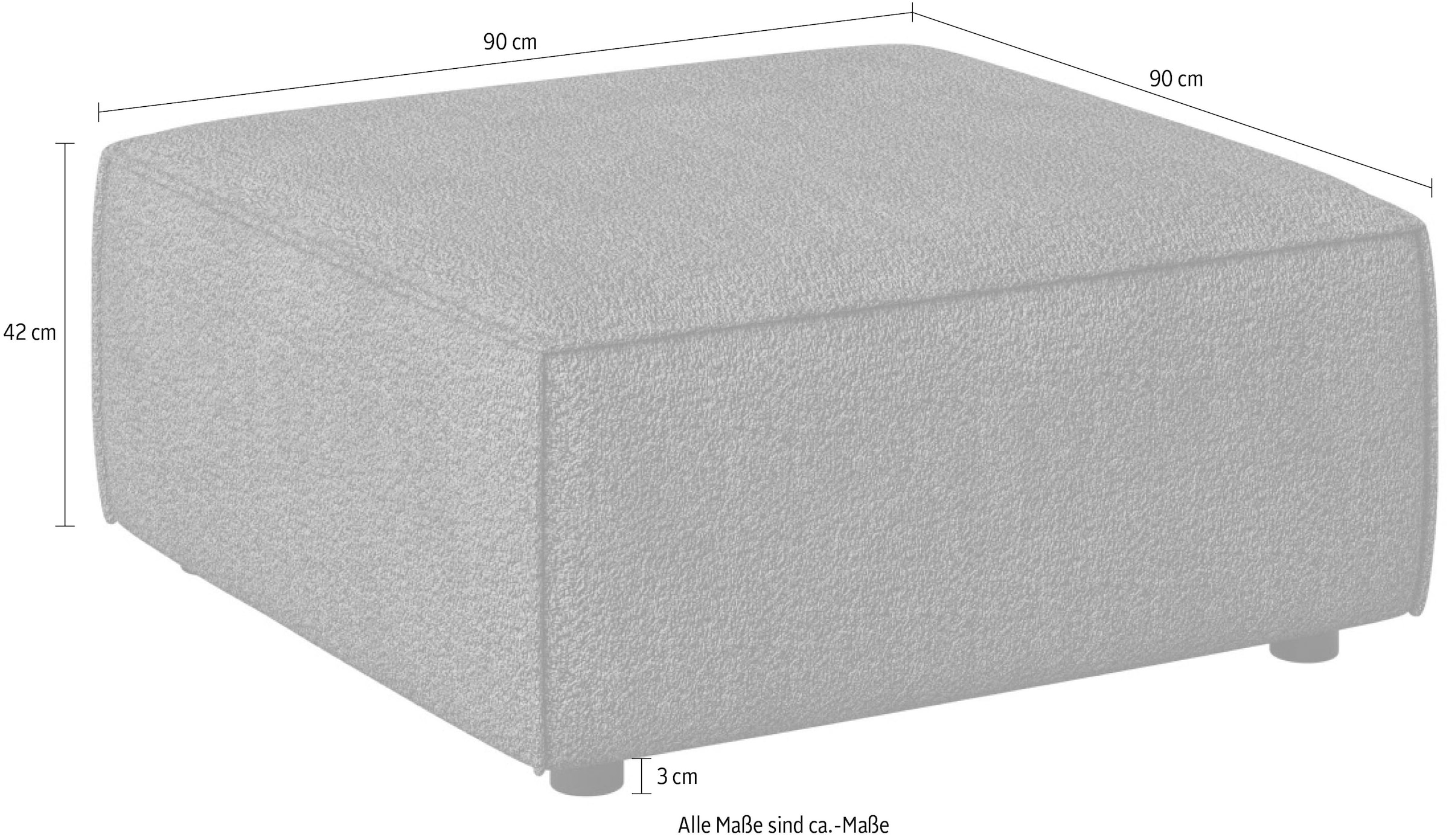 GOODproduct Tabouret rembourré »Polsterhocker Cavan, Masse B/T/H: 90/90/42 cm« passend zur Serie, mit Wellenunterfederung, auch in Bouclé