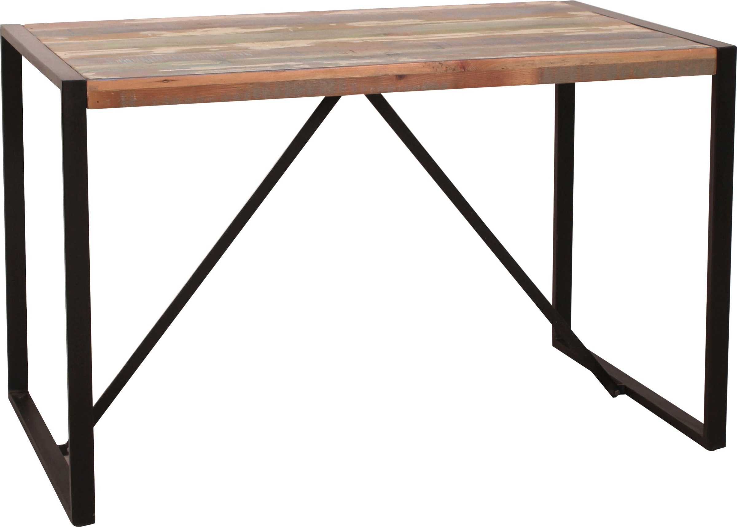 SIT Esstisch »Basel aus Altholz 120x70 cm mit Kufengestell & Unikat-Charakter« Bunt lackiertes Altholz mit schwarzen Kufengestell & Querstreben