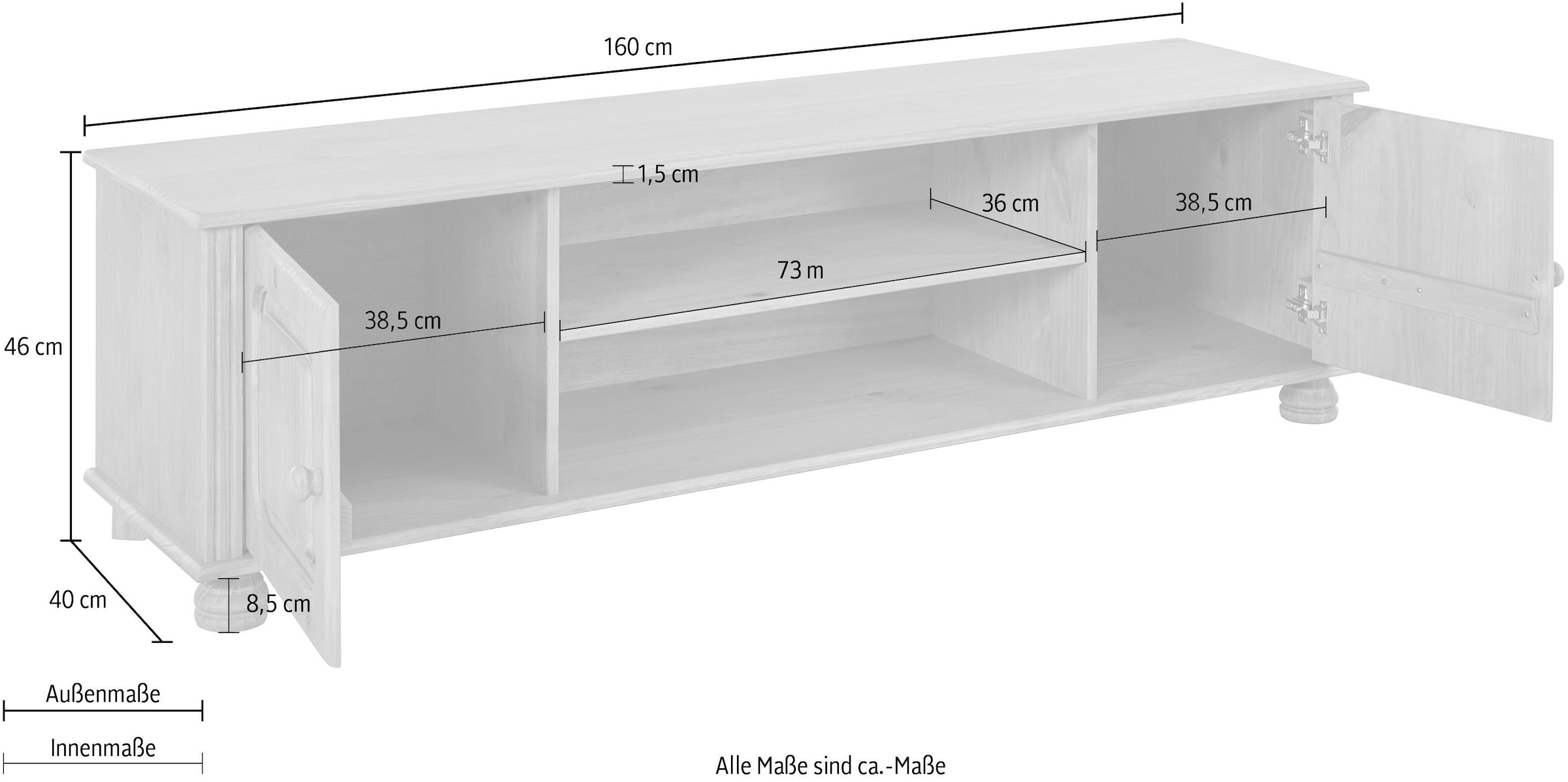 GOODproduct Table basse »Mette« commode avec passage de câbles et une tablette
