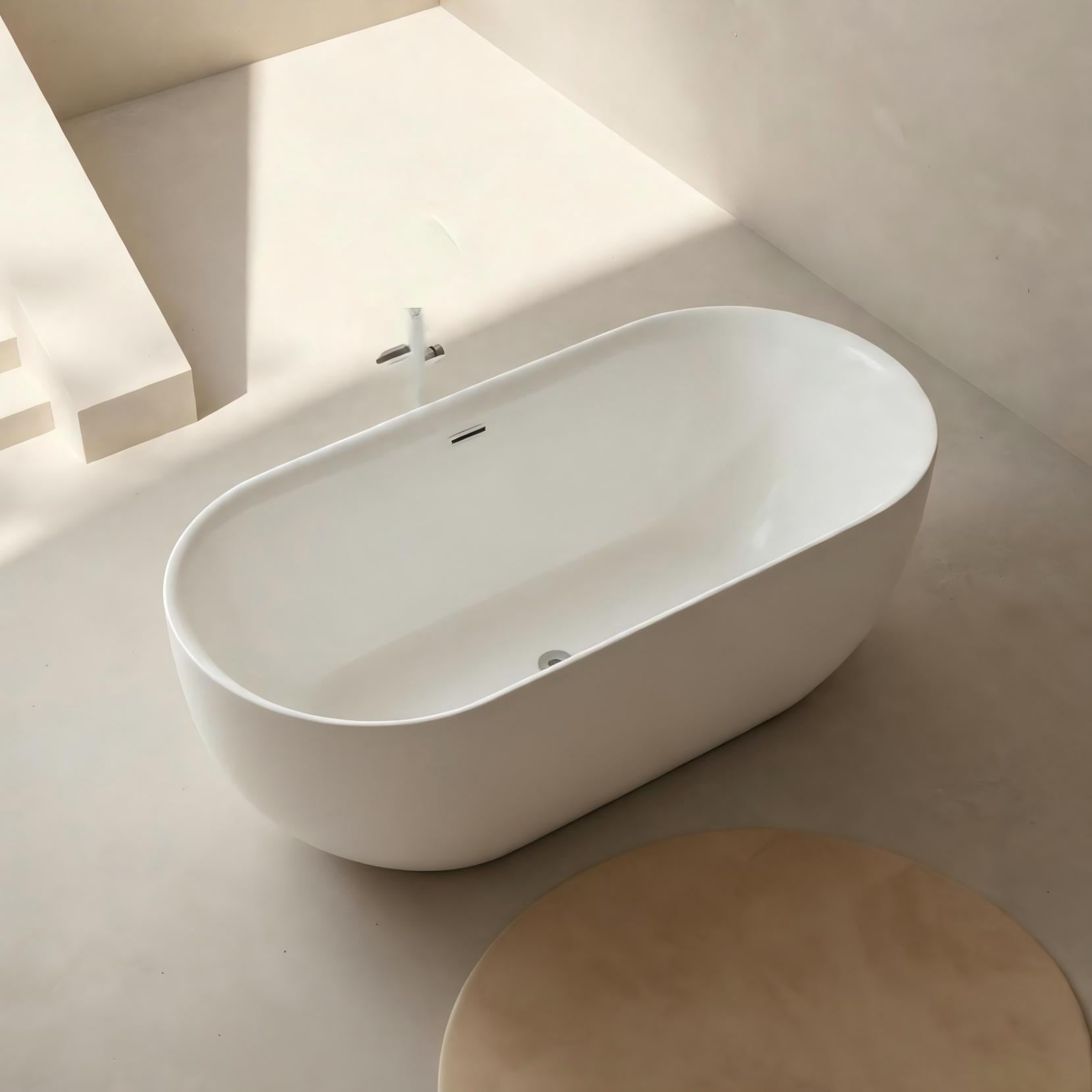 welltime Badewanne »Setubal« Höhe 62 cm mit Ablaufstöpsel | verstellbare Füsse | Überlauf wandanliegend, aus hochwertigem Sanitäracryl, mit Pop Up Ventil