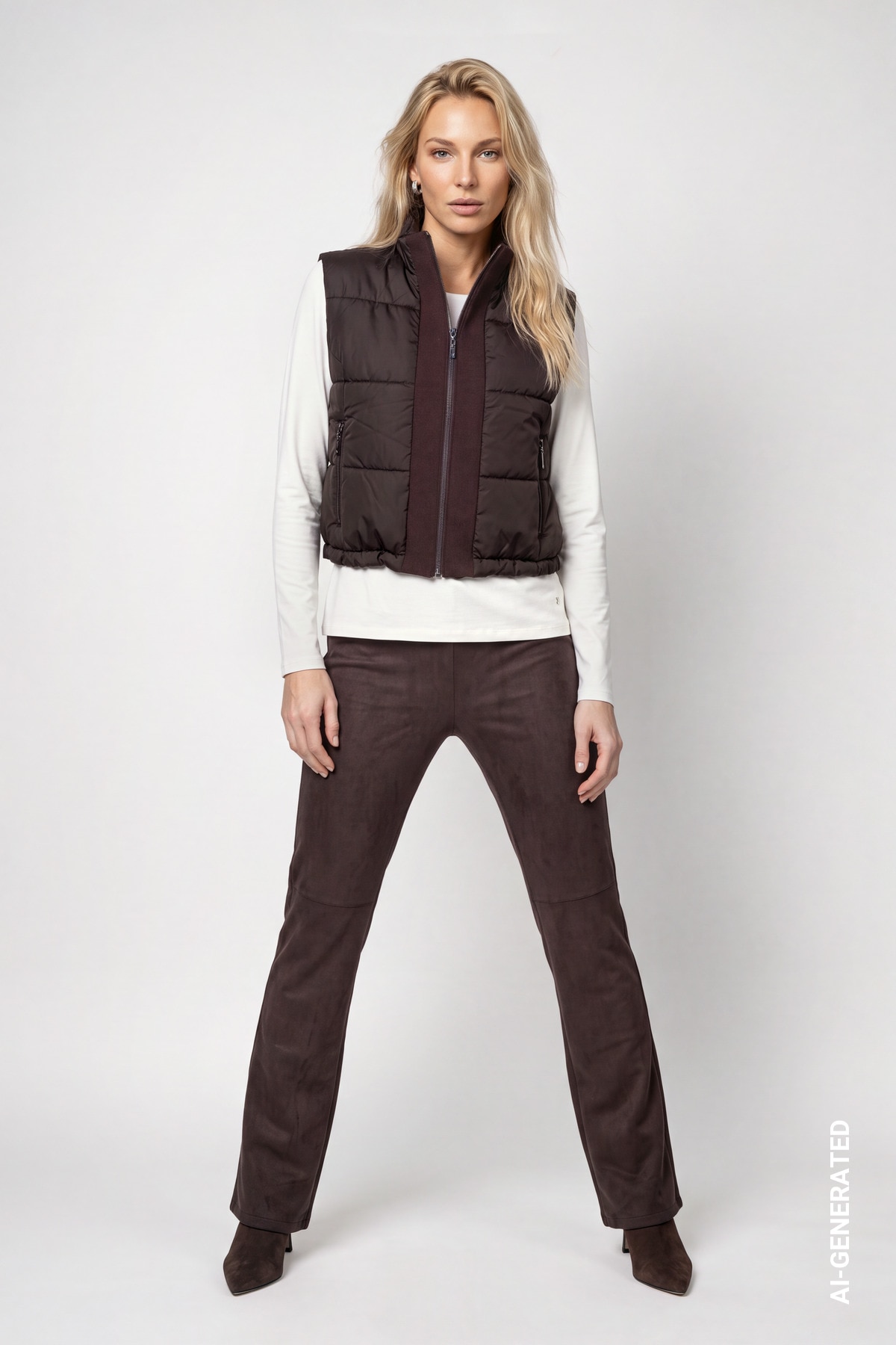 Monari Gilet matelassé »Weste Basic Strickdetail« coupe régulière avec col montant