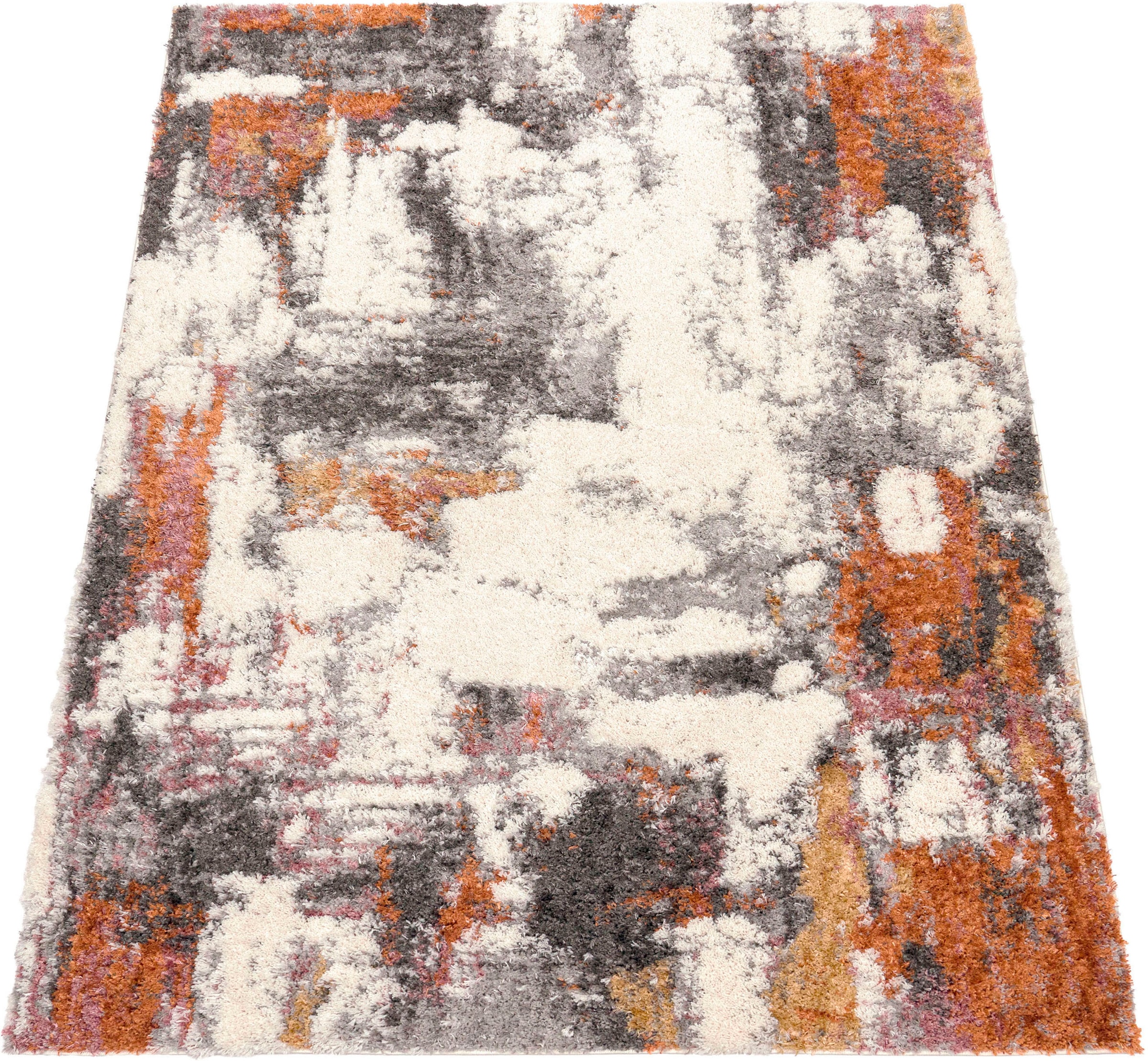 Paco Home Hochflor-Teppich »Vincenza 282« rechteckig 34 mm Höhe samtweich und kuschelig, modernes Design, Used Look