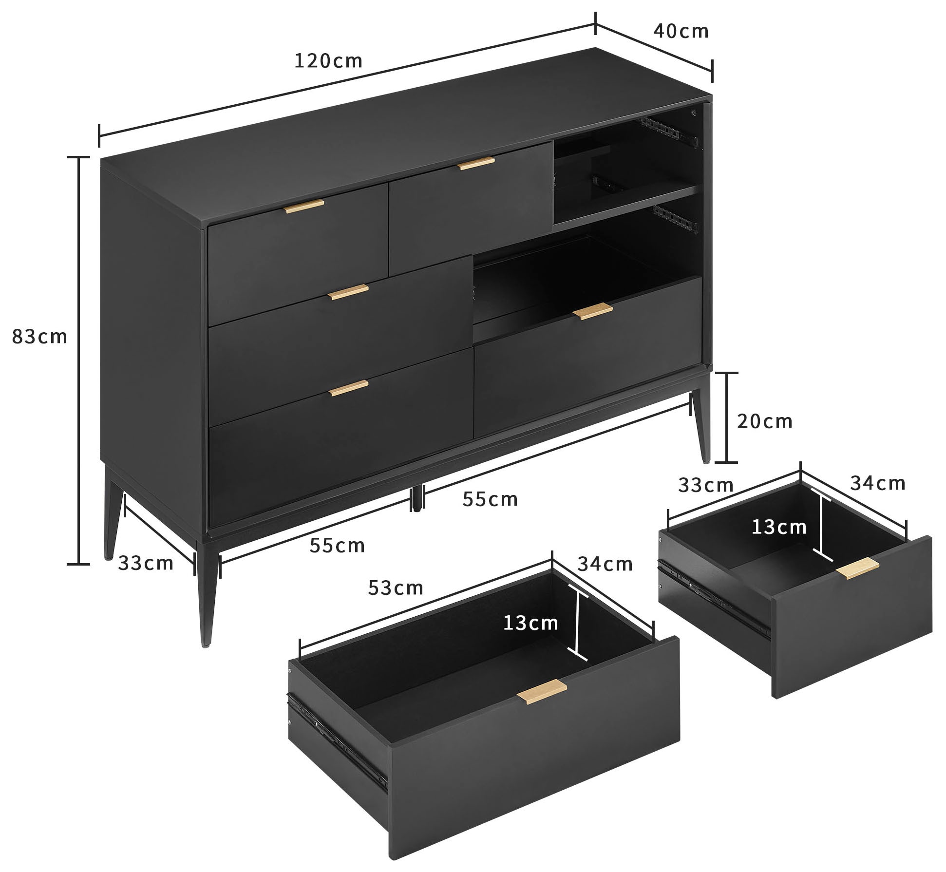 Leonique Kommode »Lavisha« FSC-zertifiziertes Holz kombiniert Melamin, verchromten Metallgriffen