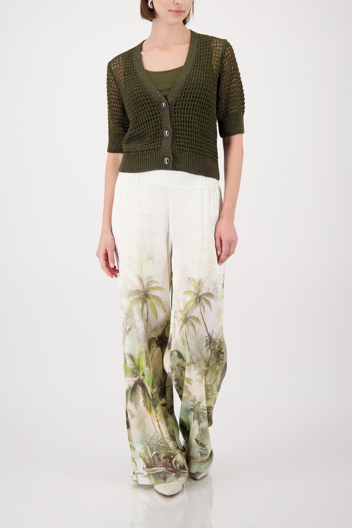 Monari Veste en tricot »Jacke Strick Glanzbändchen« Regular fit mit V-Ausschnitt