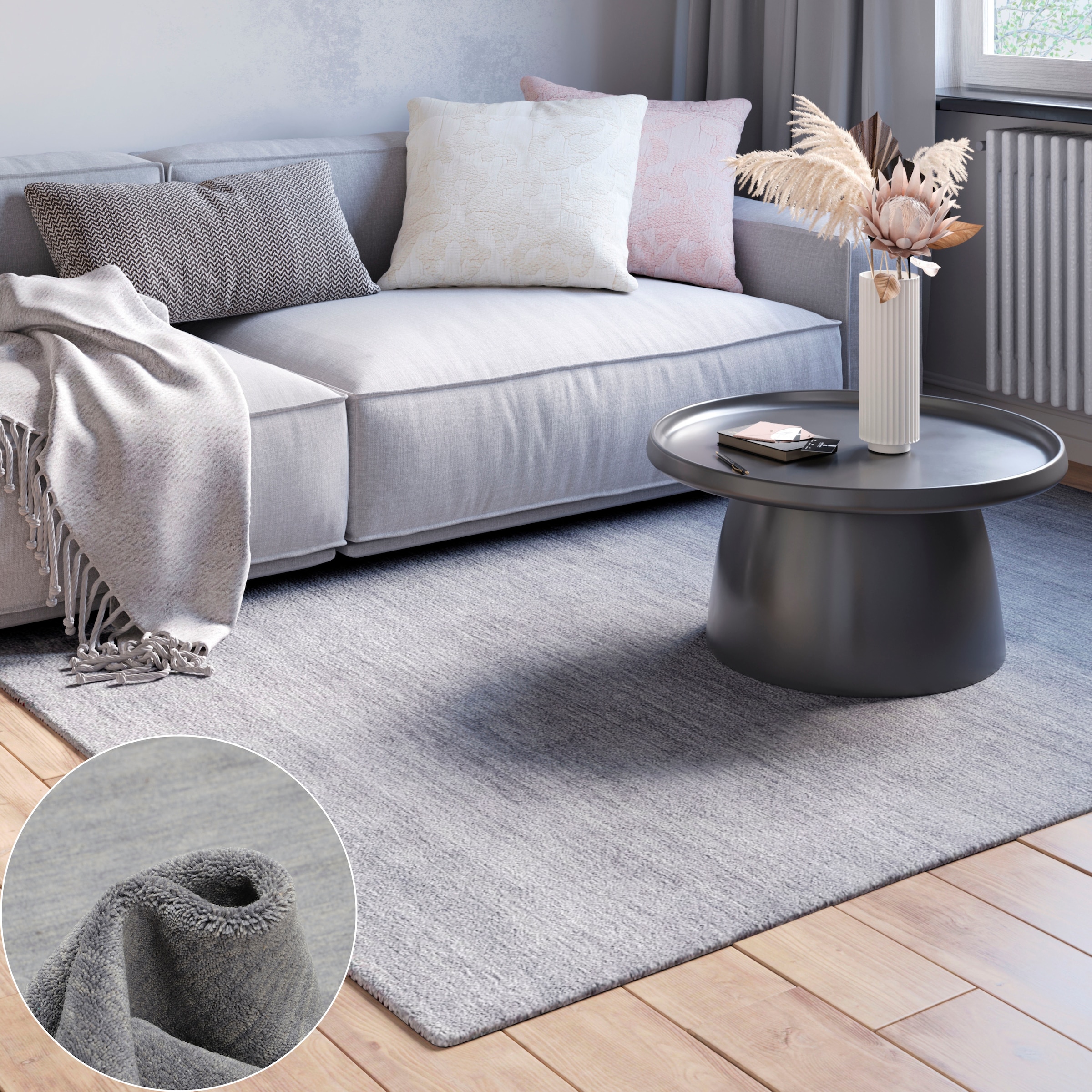 Myflair Möbel & Accessoires Tapis en laine »Isra« Rectangulaire 1,5 mm Höhe Kurzflor, Handweb Teppich, meliert, reine Wolle, handgewebt