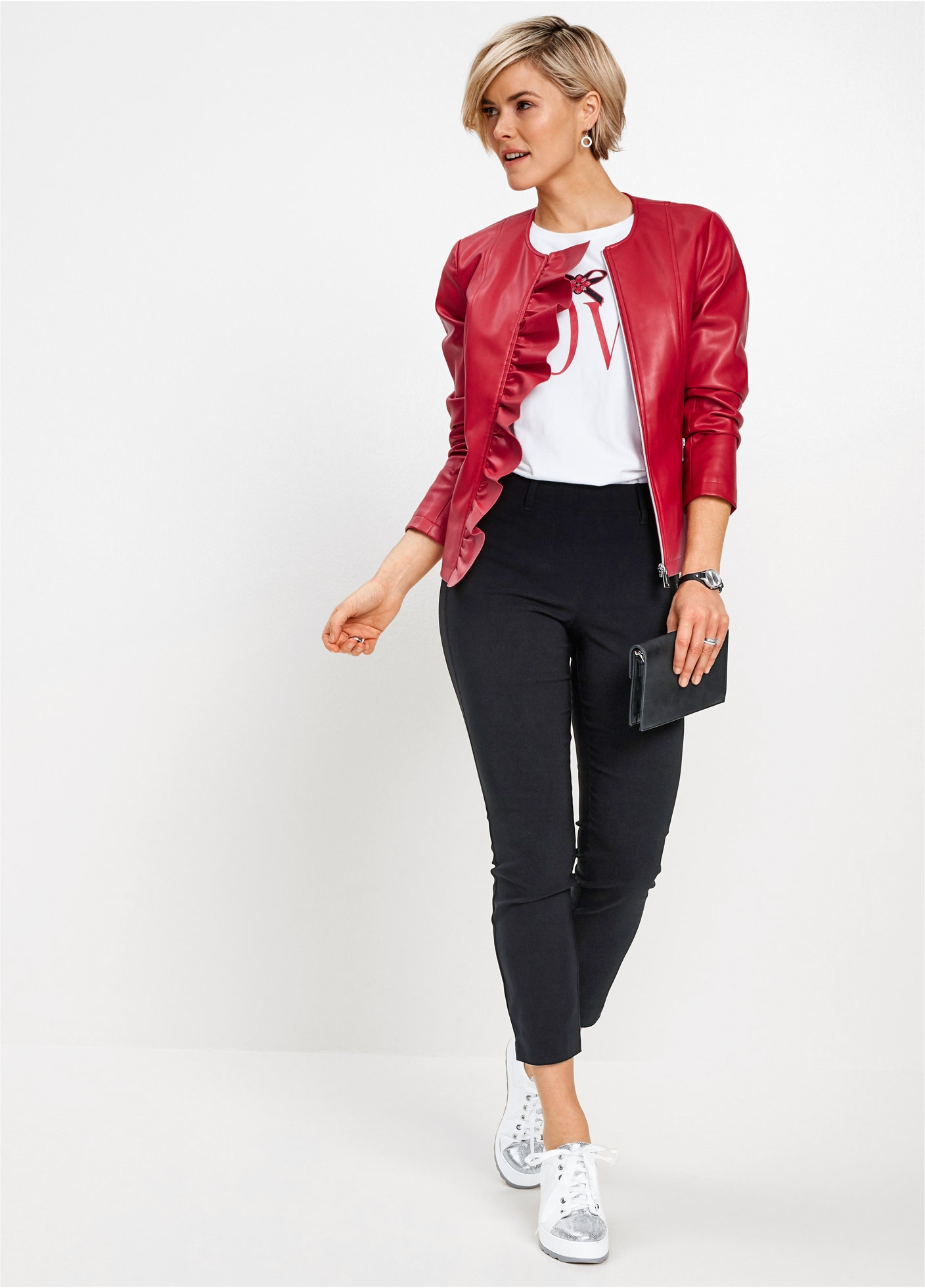 bonprix Pantalon 7/8  aus elastischem Materialmix mit Viskose, slim fit Passform