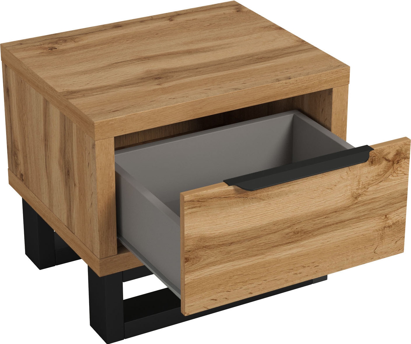 Home affaire Nachtkommode »Bronne, Breite 55 cm, Nachttisch mit 1 Schublade« Moderner Nachtschrank, Metallgriff, Füsse in Kufenform