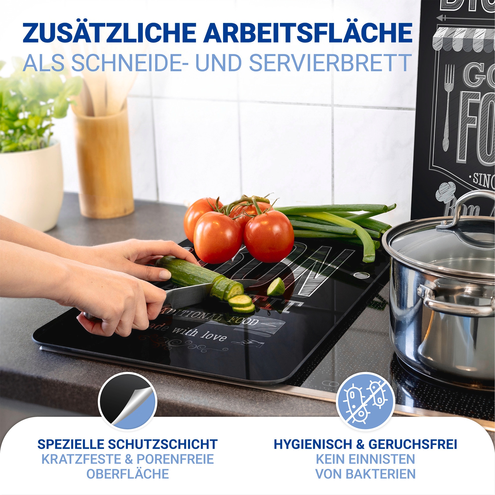 WENKO Herd-Abdeckplatte »Universal Modell Bon Appetit« Herdabdeckung für alle Herdarten, kratzfest, mit rutschfesten Füssen