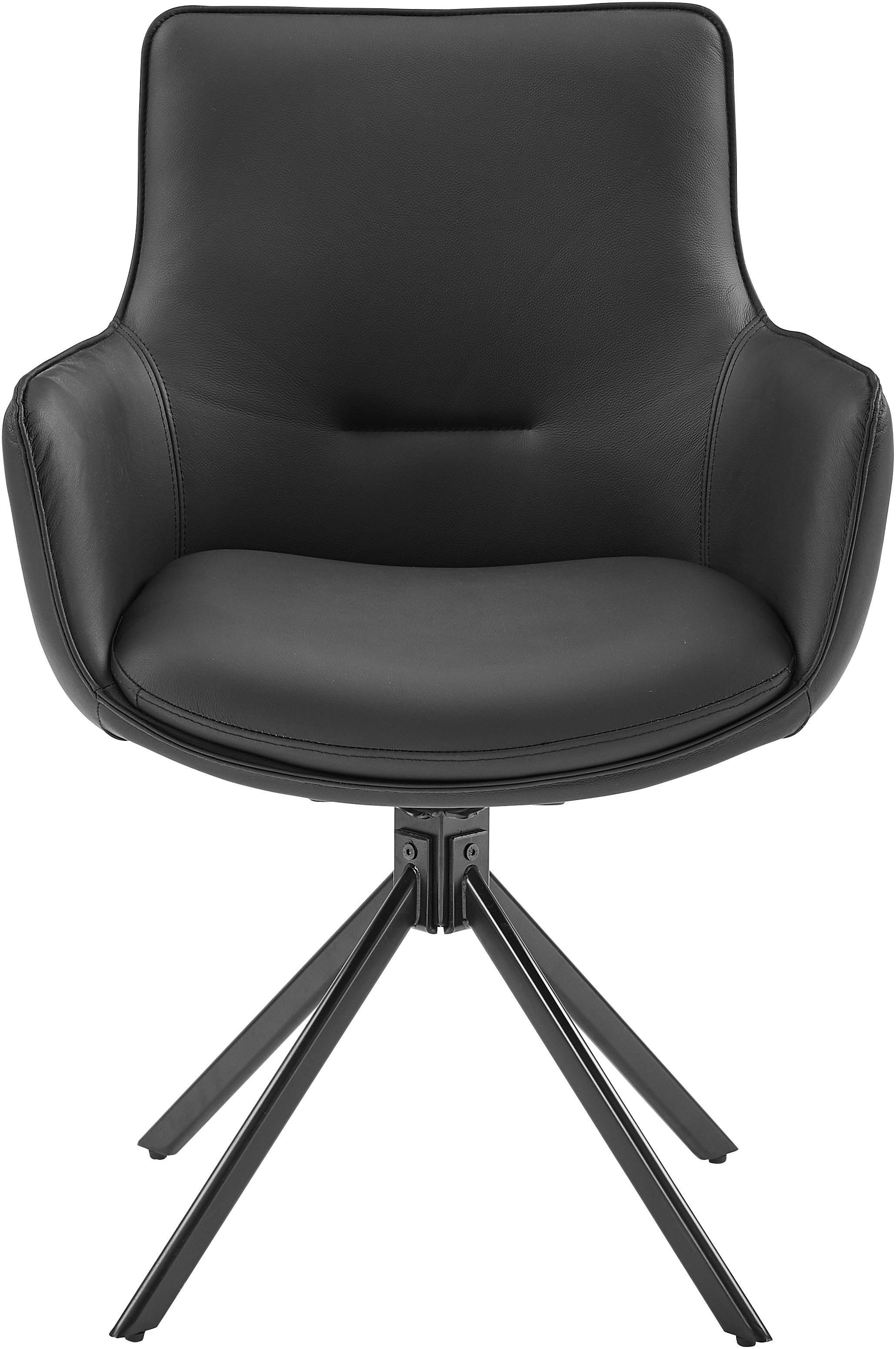 GOODproduct Chaise pivotante (Ensemble) 2 cuisRevêtement en cuir naturel, cadre en fer pivotant à 360°