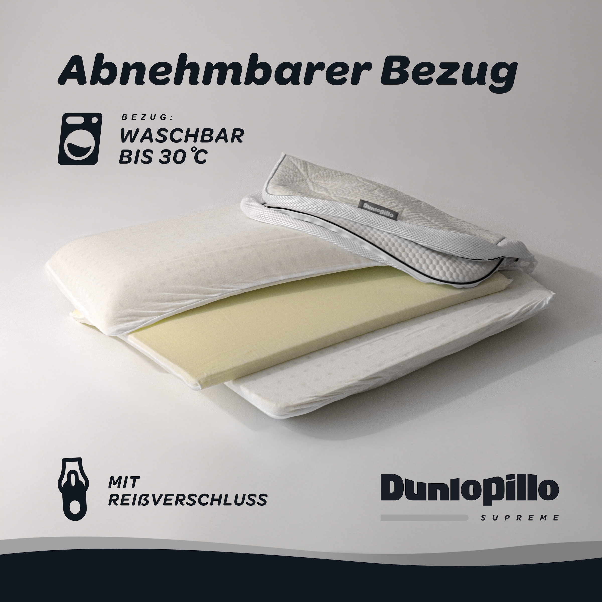 Dunlopillo Nackenkissen »Clima Flex, NEUHEIT Viskoschaum mit kühlender & wärmender Seite« in Grösse 60 x 50 x 15 cm, Individuell anpassbar: mit drei Einlagen