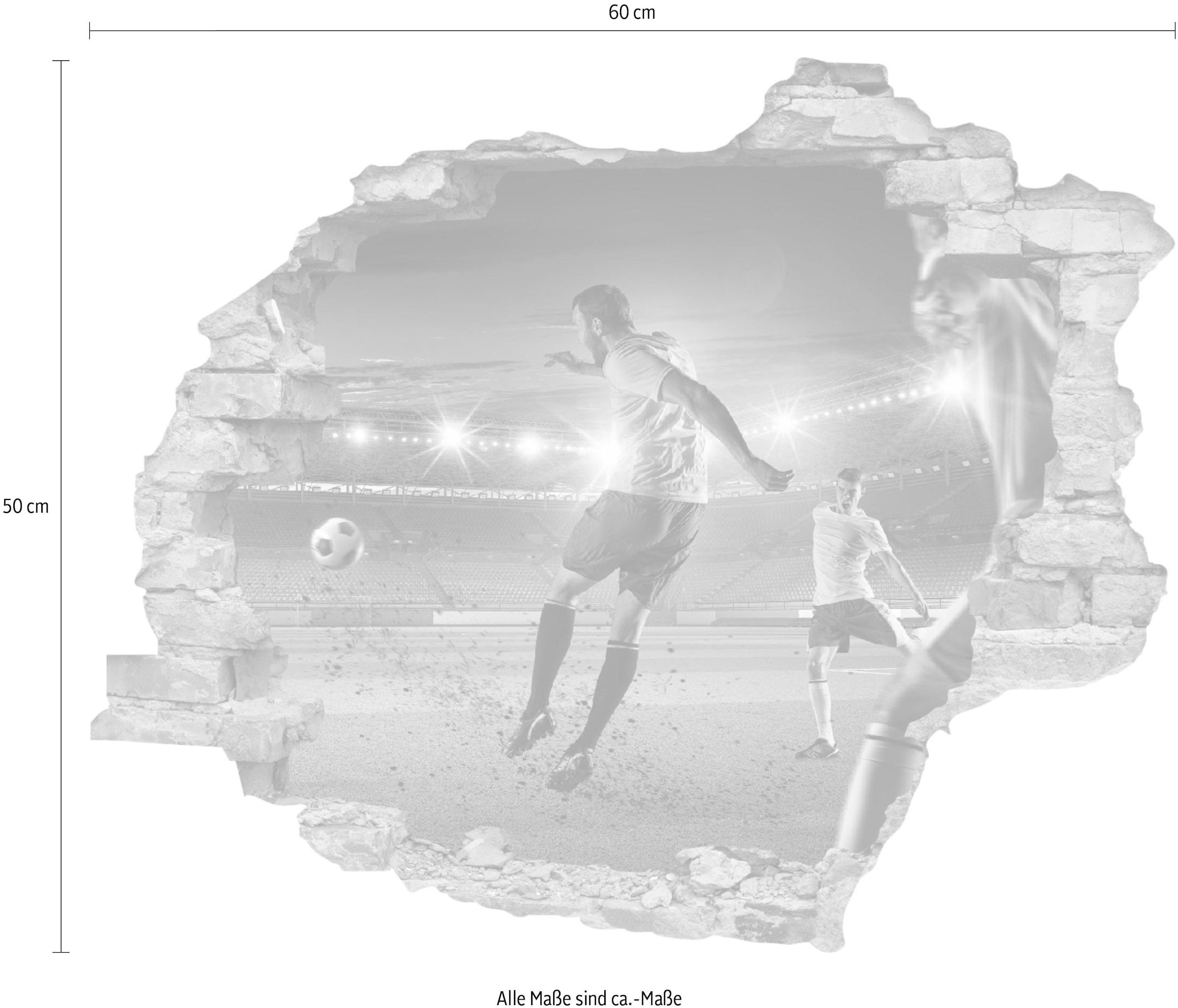 queence Autocollant mural »Fussball Schuss« Wandsticker, Wandbild, selbstklebend, 3D, Wanddurchbruch