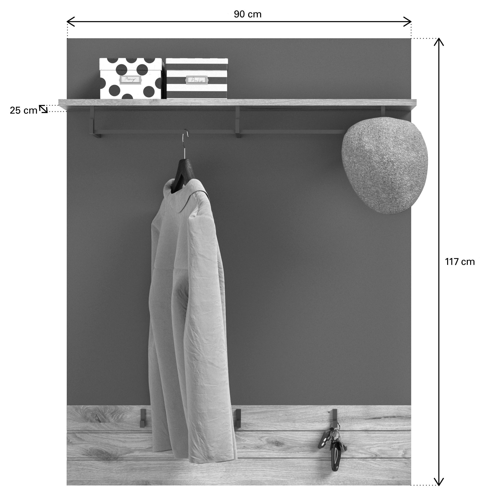 Home affaire Garderoben-Set »Riga, Breite 175 cm, hochwertige Rillenfräsung, 3-teilig, best. aus:« Set, 3 Stk. tlg.