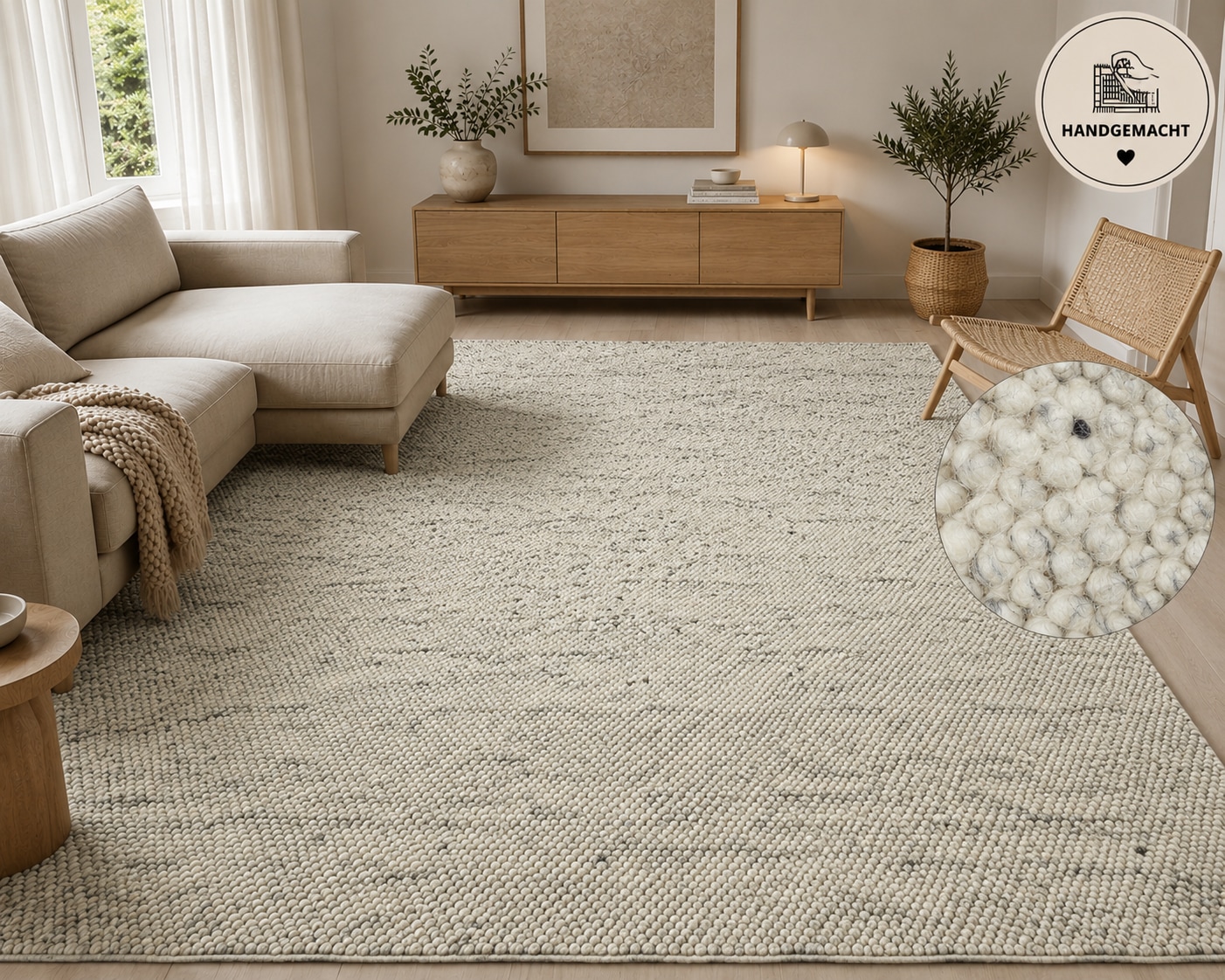 GOODproduct Tapis en laine »Wolly, Wolle« Rectangulaire 14 mm Höhe tissé à la main, tapis tissés à la main, salon, chambre, salle à manger