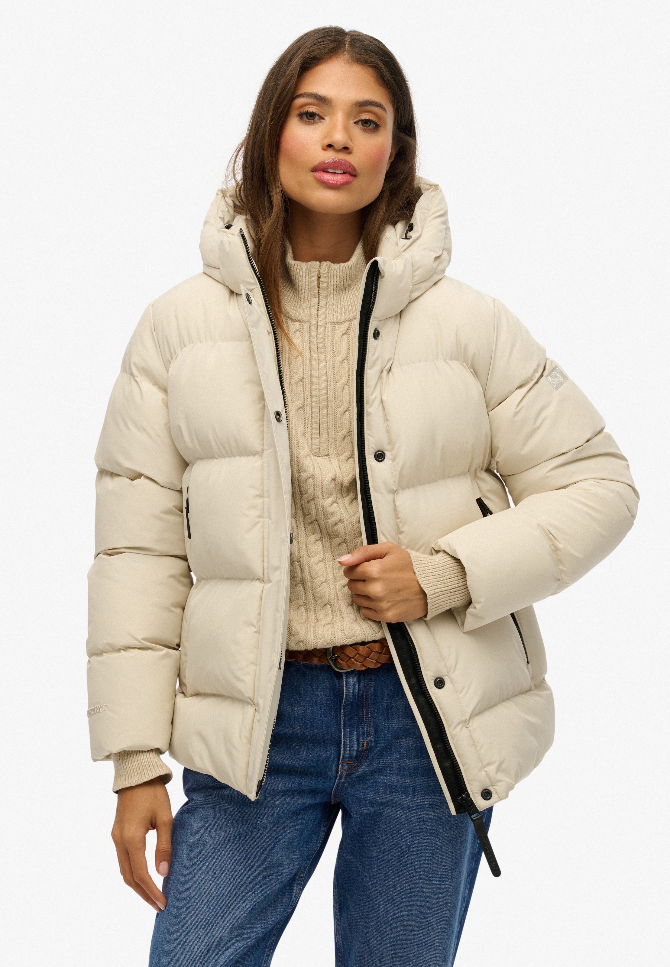 Superdry Steppjacke »HOODED 5 BAFFLE SPORTS PUFFER« mit Kapuze