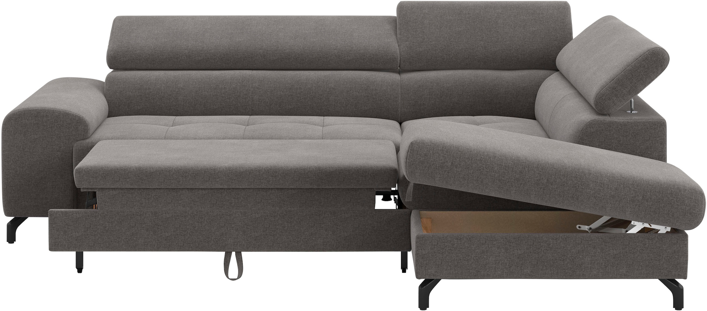 COTTA Canapé d'angle »Aura L-Form, B: 260 cm« avec fonction lit, coffre de lit & réglage de la tête de lit