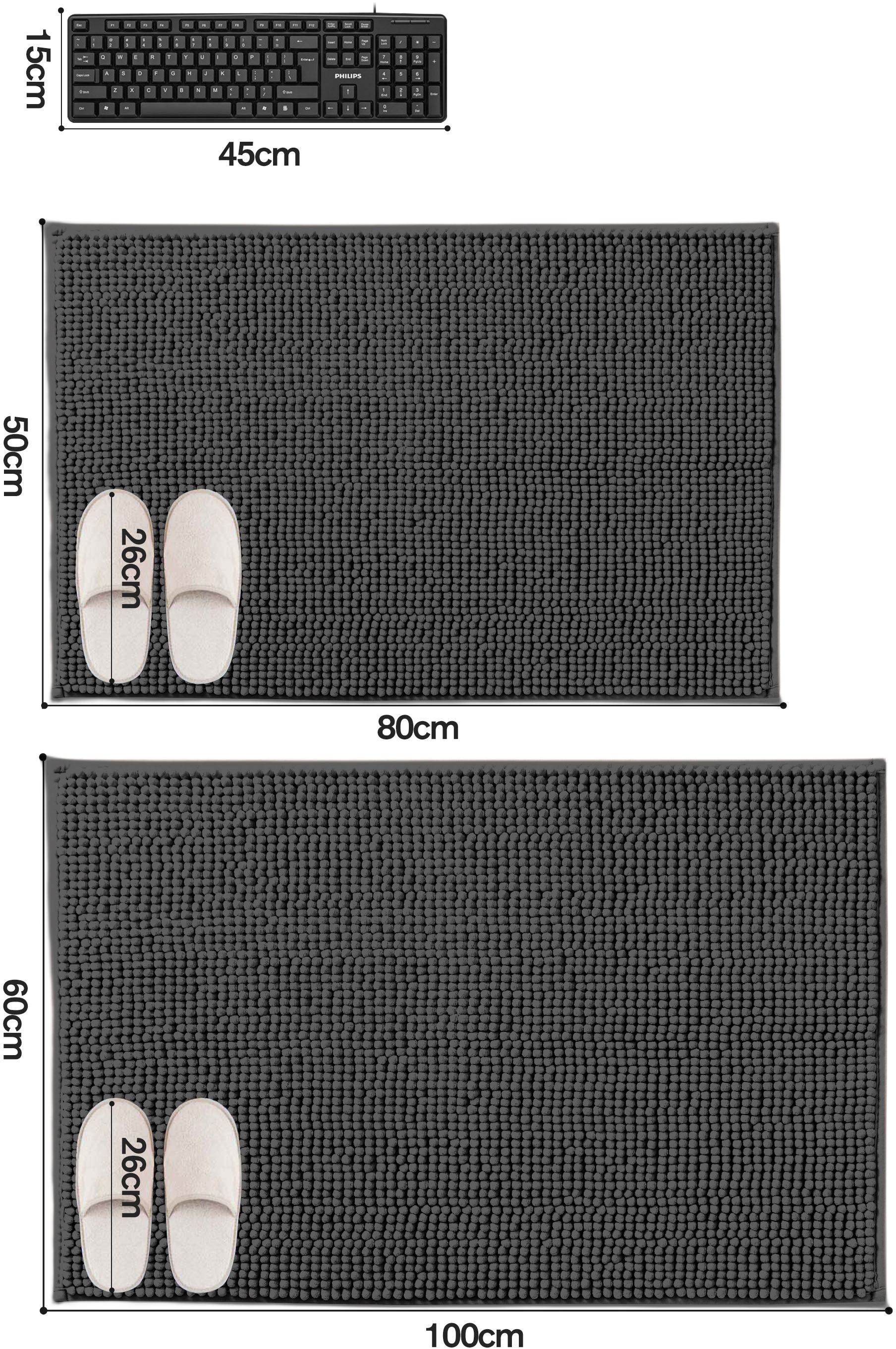 my home Badematte »Vanessa Chenille, Badvorleger, Badezimmer Teppich, Duschvorleger« Höhe 15 mm fussbodenheizungsgeeignet | schnell trocknend | strapazierfähig Uni Farben, besonders weich