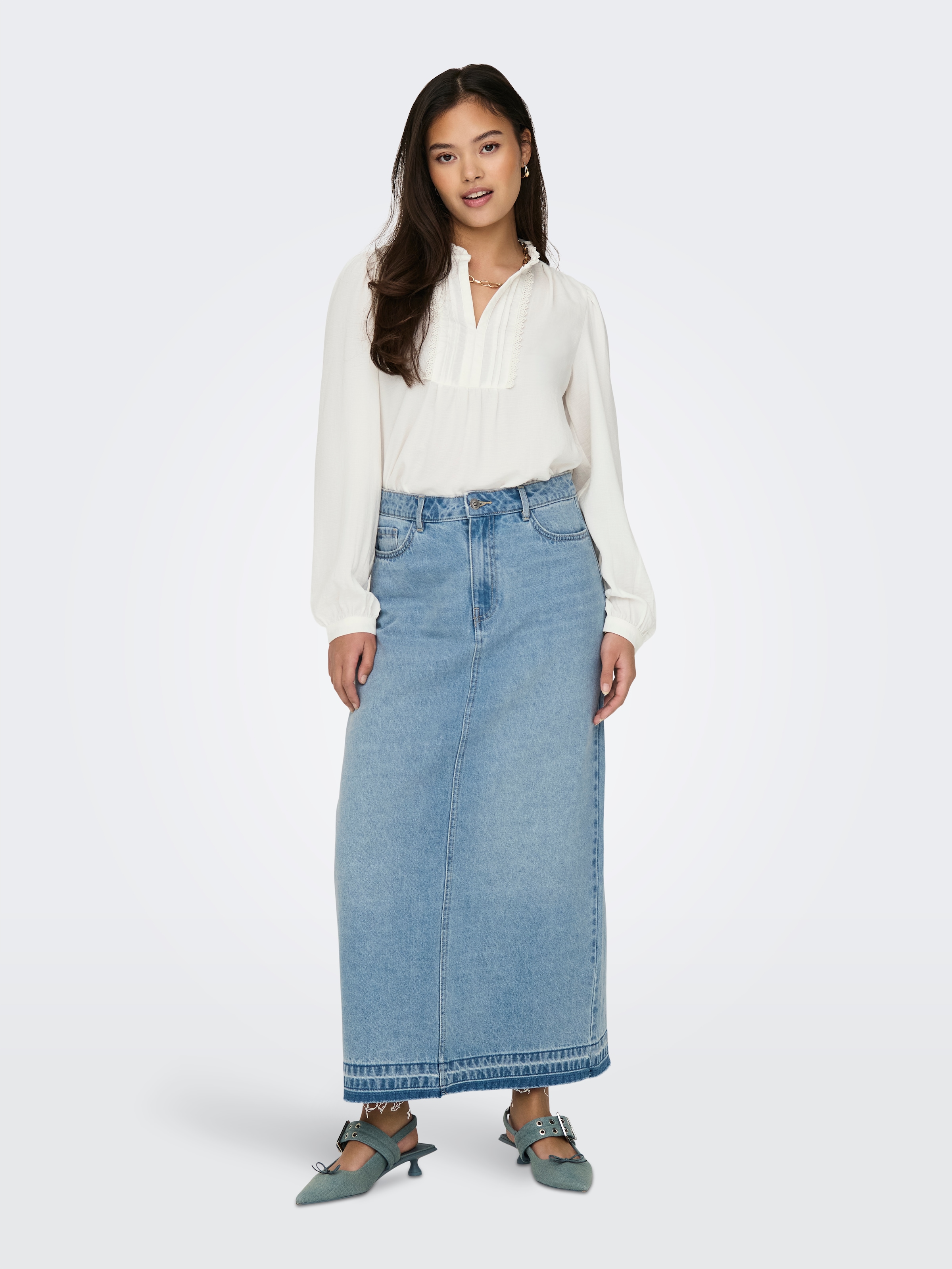 JDY Langarmbluse »JDYRACHEL LIFE L/S PINTUCK TOP WVN NOOS« im romantischen Look mit Spitzenbordüre