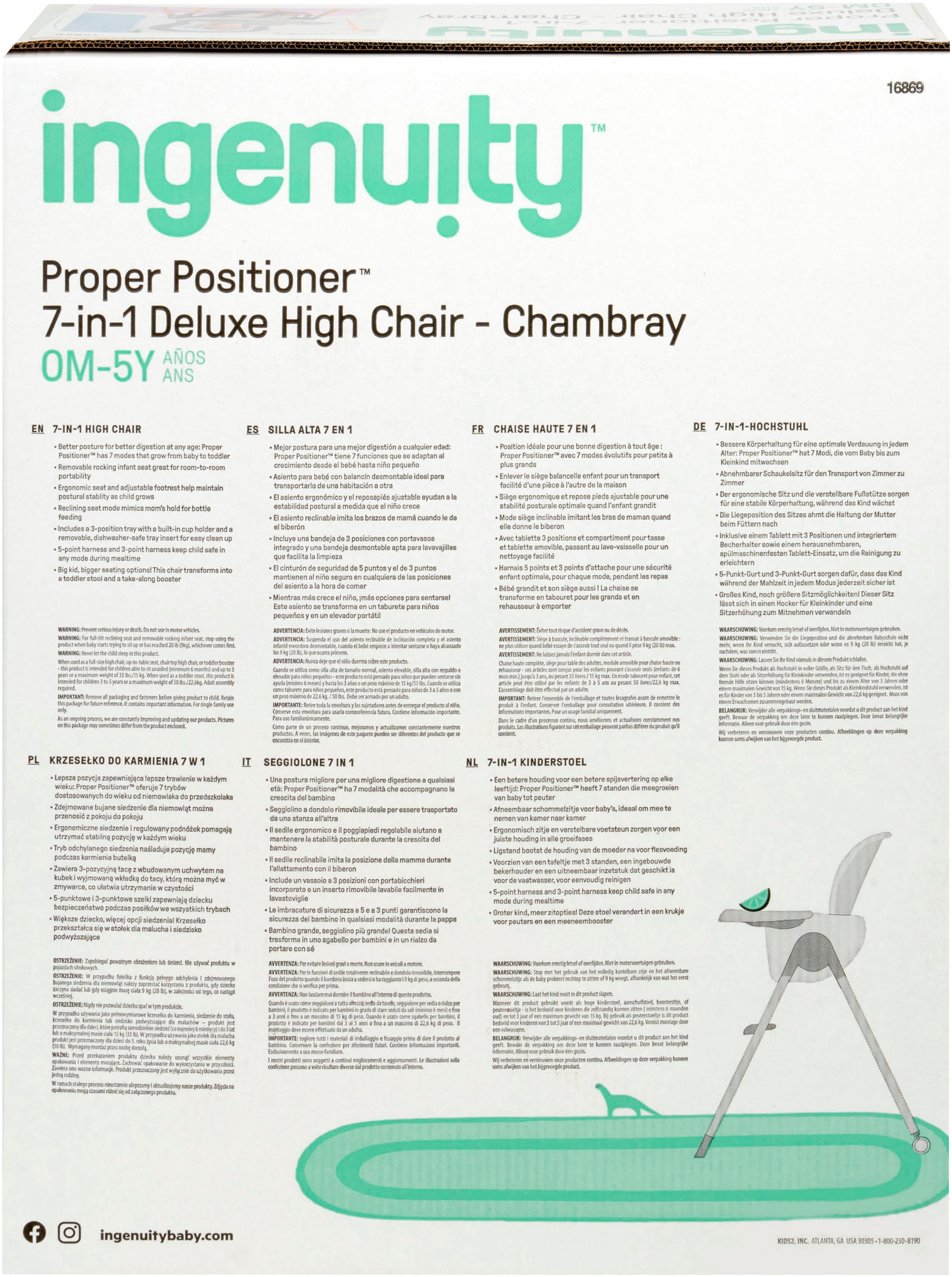 ingenuity Hochstuhl »Proper Positioner™ 7-in-1 Deluxe High Chair - Chambray« ()