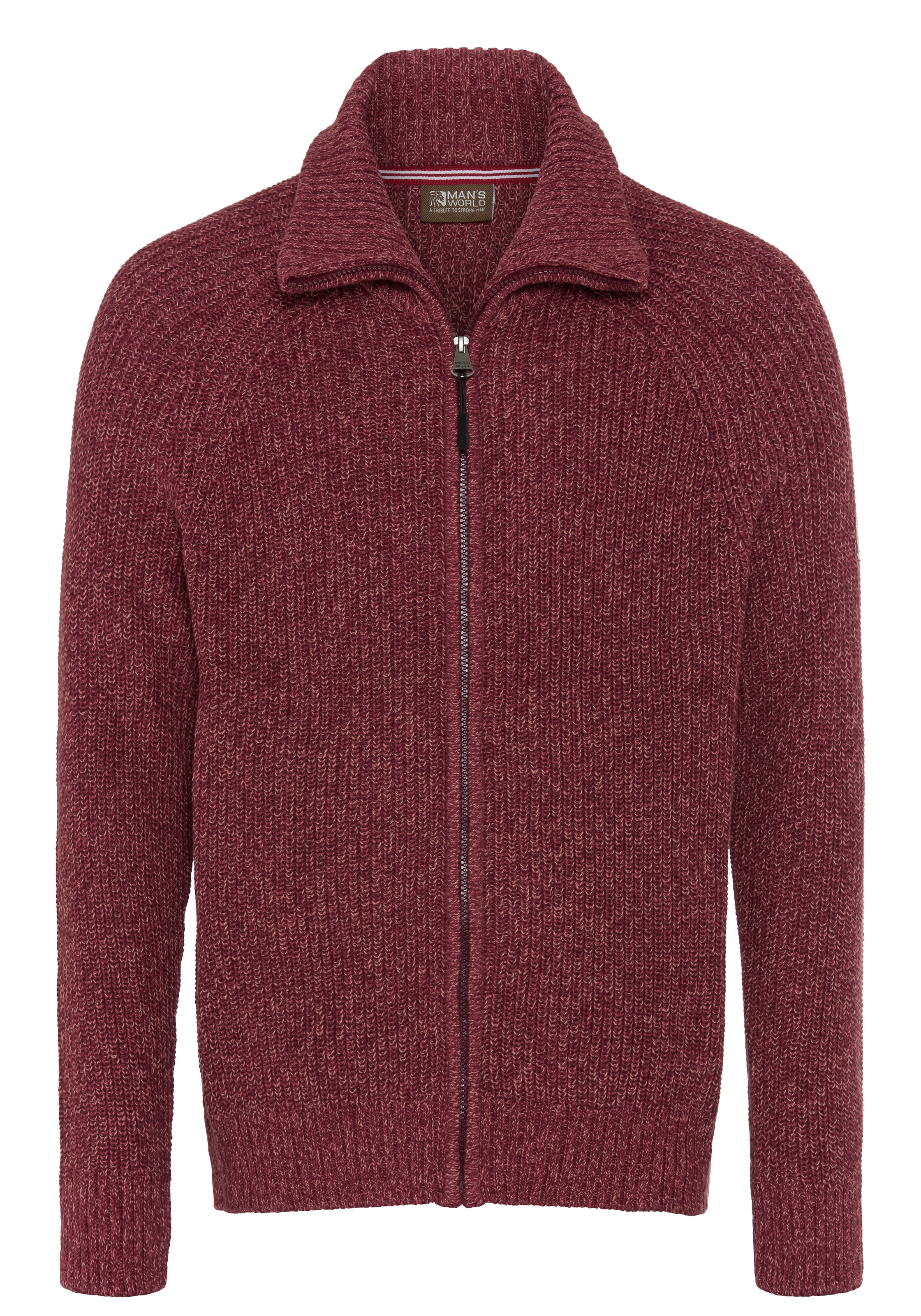 Man's World Strickjacke »Mit Stehkragen & Reissverschluss melierte Optik« regular fit, mit Raglanärmeln