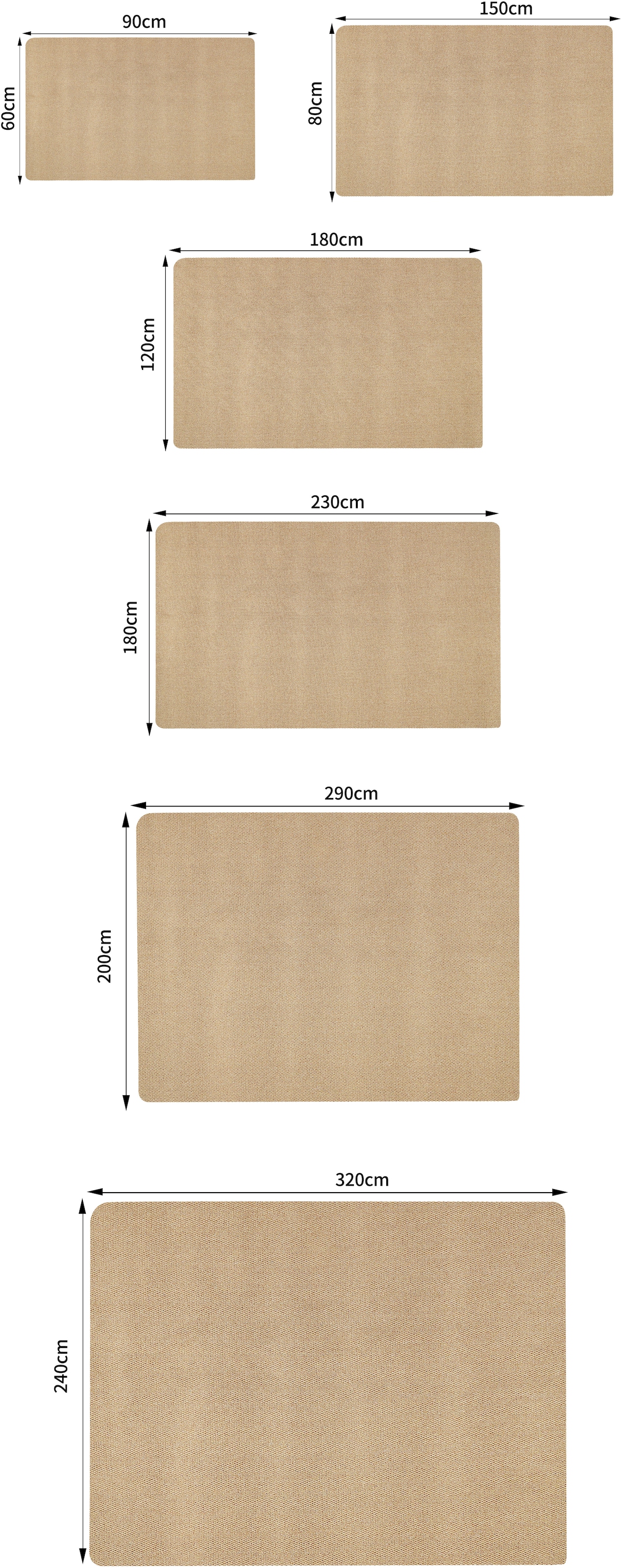 my home Tapis »Lilia« Rectangulaire 5 mm Höhe Sisal-Optik, uni, waschbar, Wohnzimmer, Schlafzimmer, Esszimmer