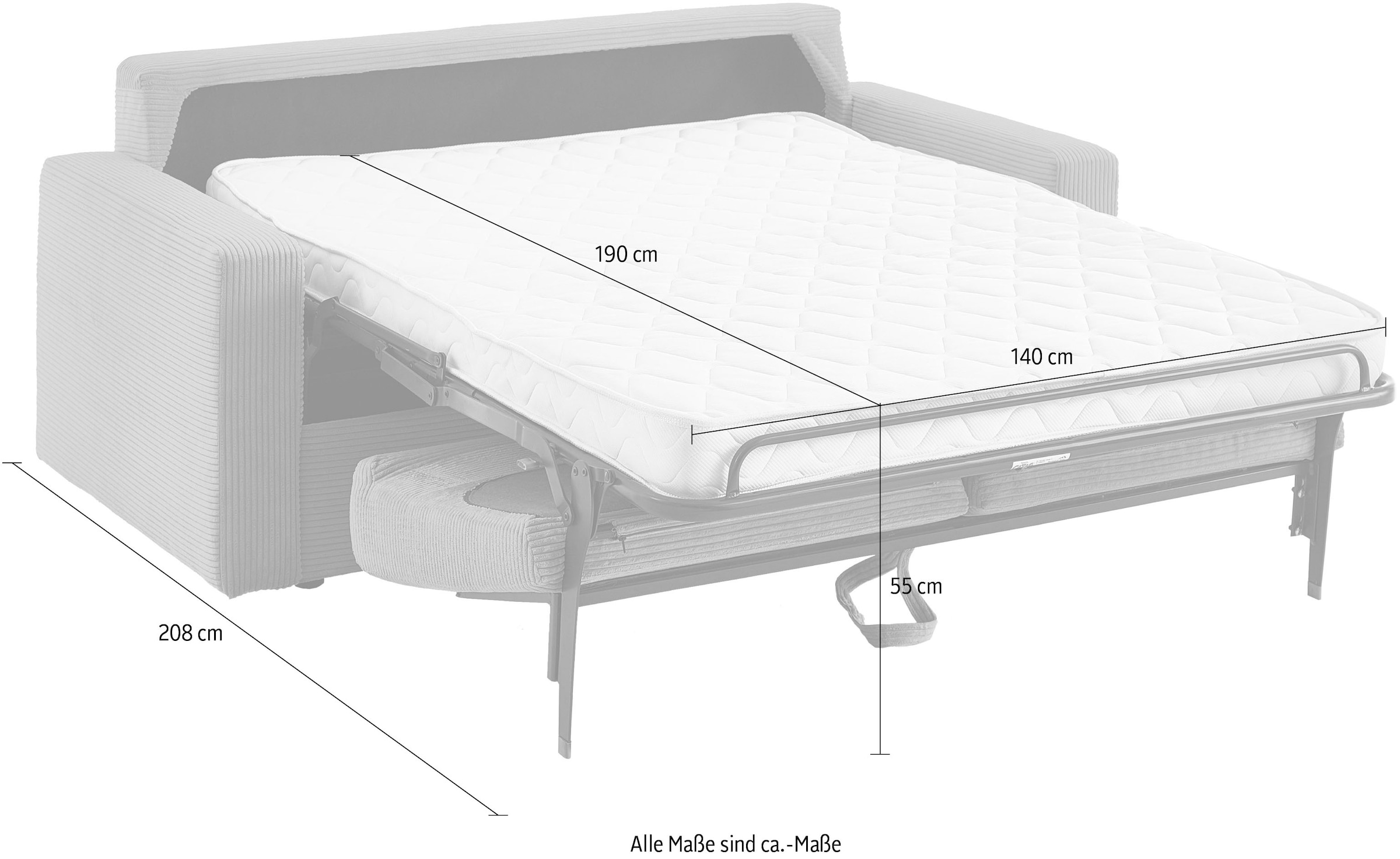 ATLANTIC home collection Canapé-lit »Rolando, B: 196 cm, Liegefl. 140x190 cm« mit komfortabler Matratze, Dauerschlafsofa