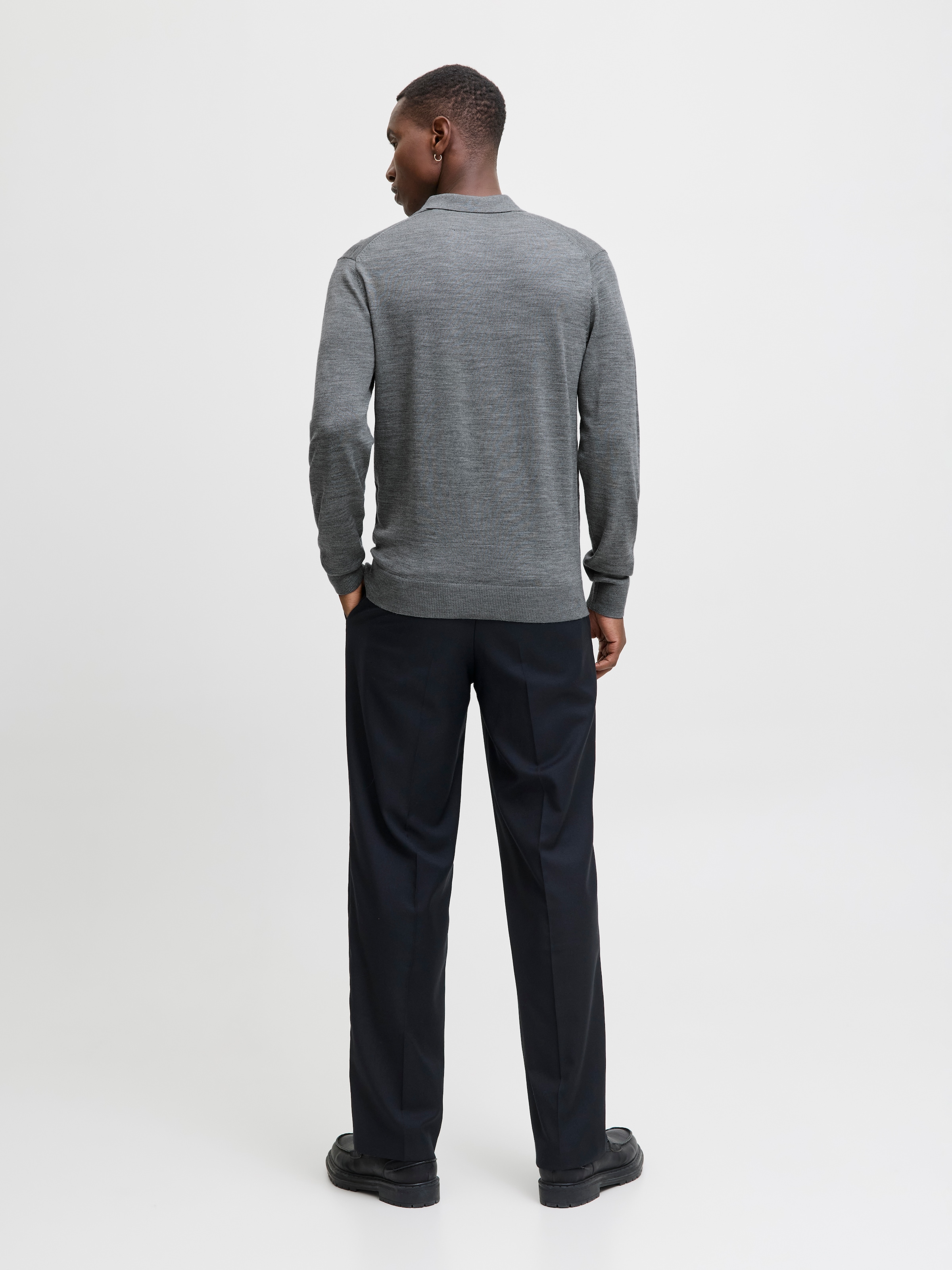 Jack & Jones Pull à col polo »JPRBLAMERINO KNIT POLO« Laine, coupe régulière