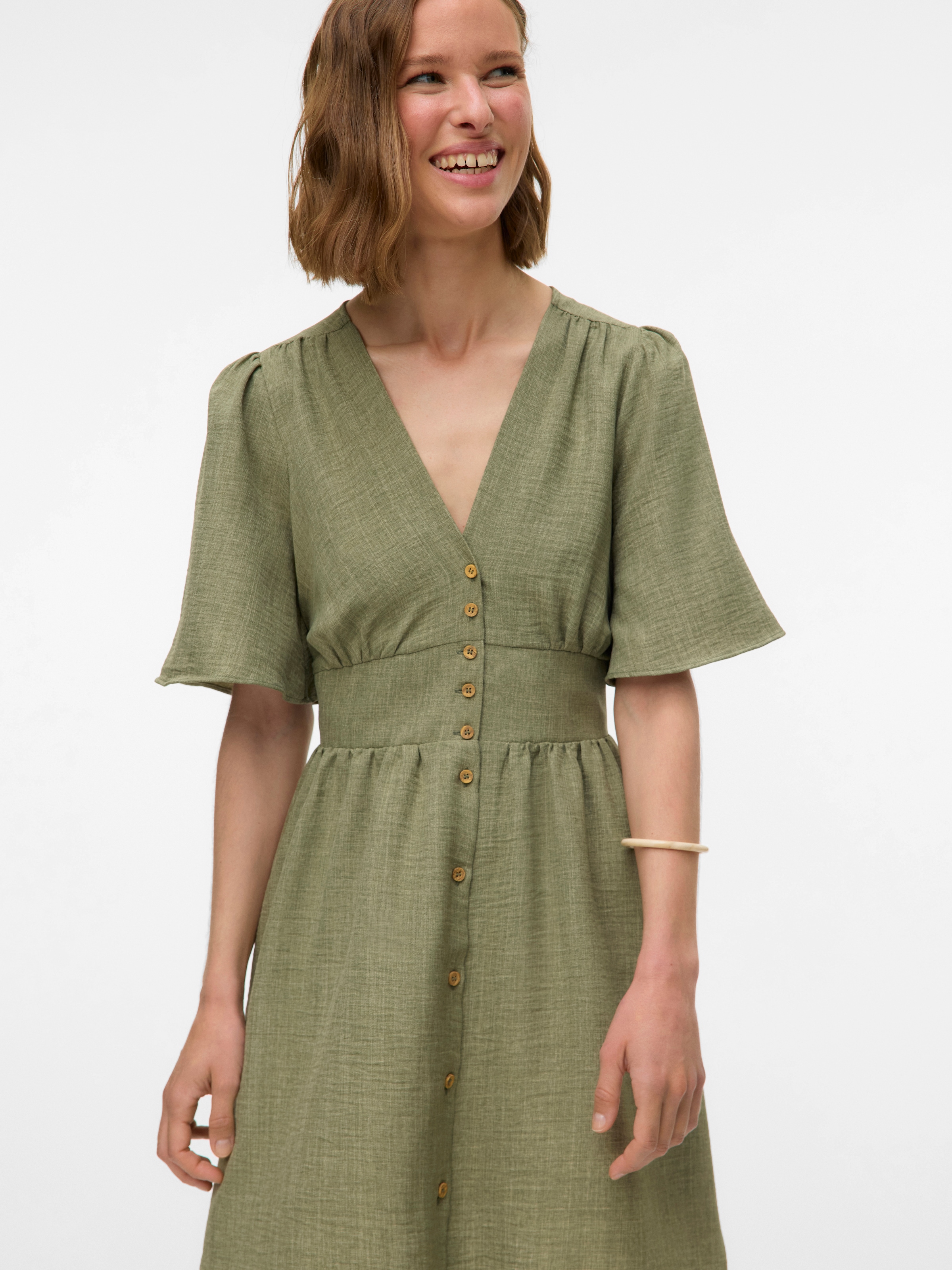 Vero Moda Mini-robe »VMMELANEY 2/4 SHORT DRESS WVN NOOS« Sommerkleid, Kunsfaser, taillierte Form