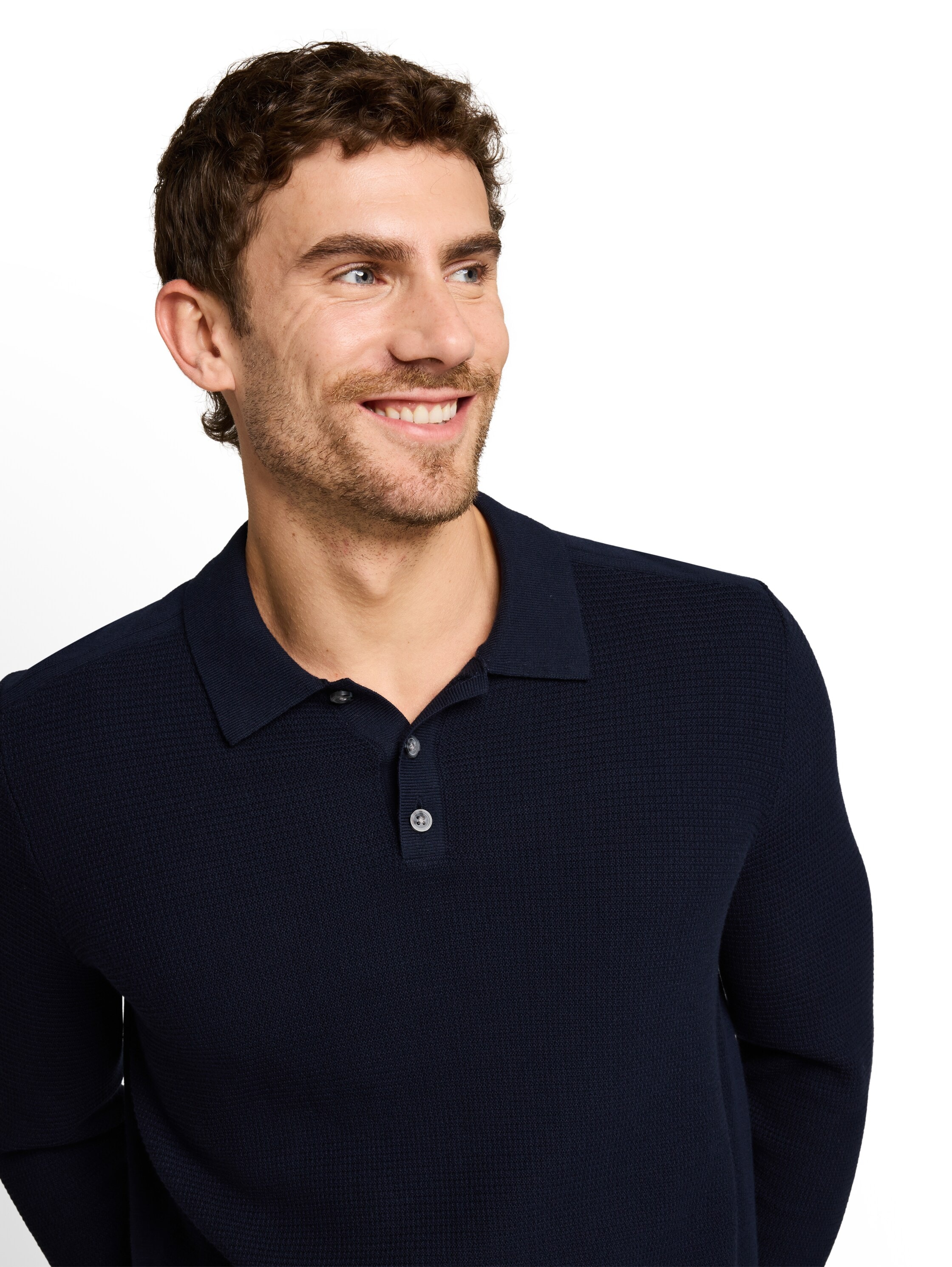 TOM TAILOR Pull à col polo uni / coton pur