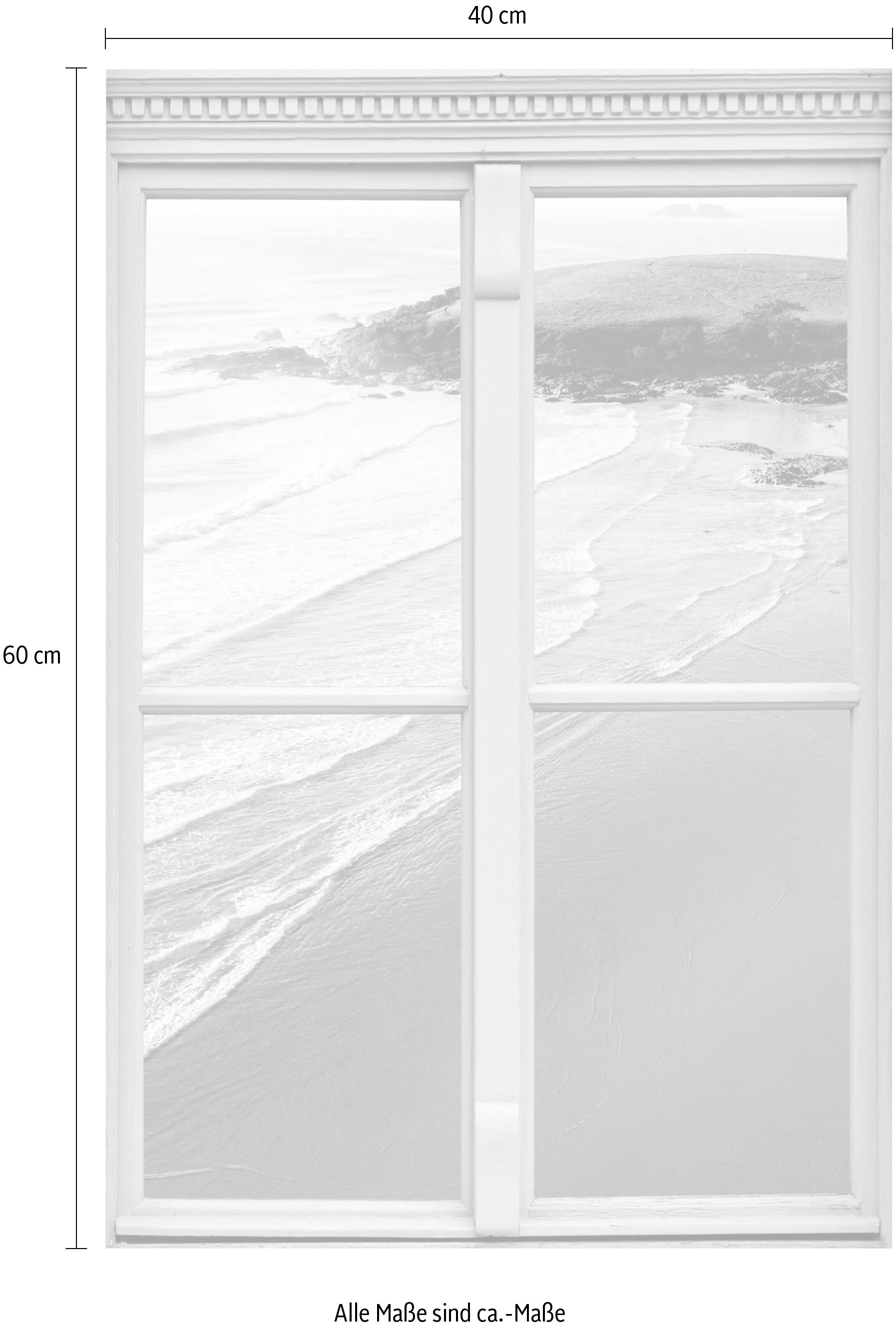 queence Autocollants muraux »Strand« Wandsticker, Wandbild, selbstklebend, 3D, Fenster