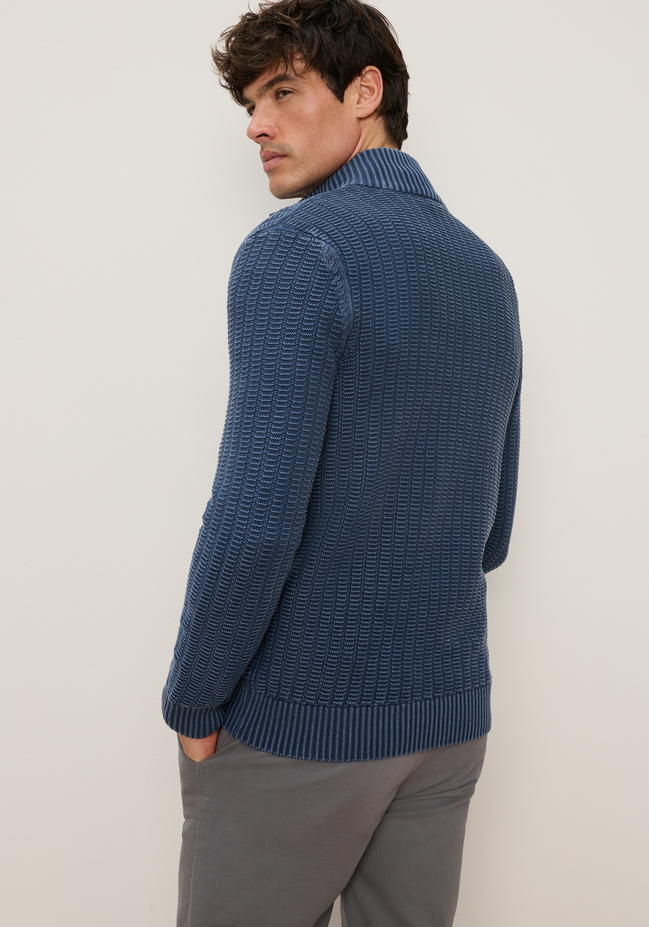Man's World Strickjacke »Neue Kollektion! Highlight washed Strickstruktur« Regular Fit, Strukturmuster, mit Stehkragen, mit Reissverschluss