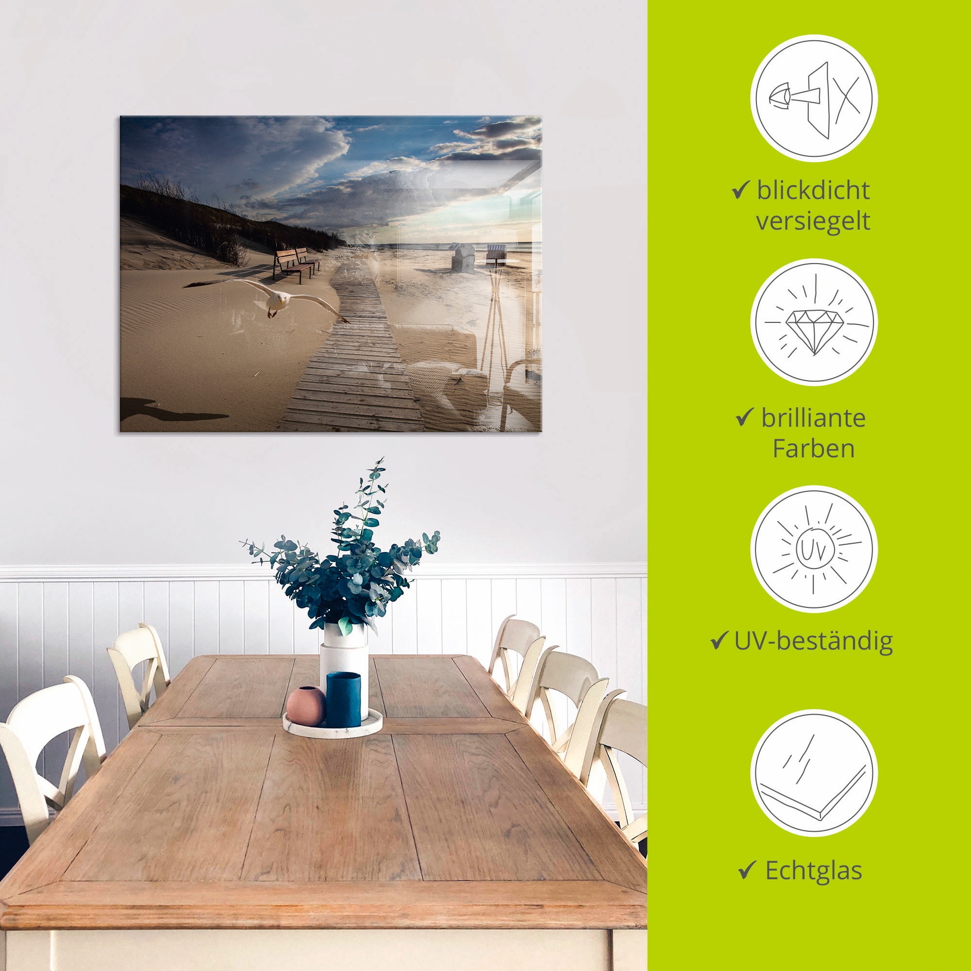 Artland Glasbild »Strandimpressionen« Strand 1 Stk. tlg. in verschiedenen Grössen