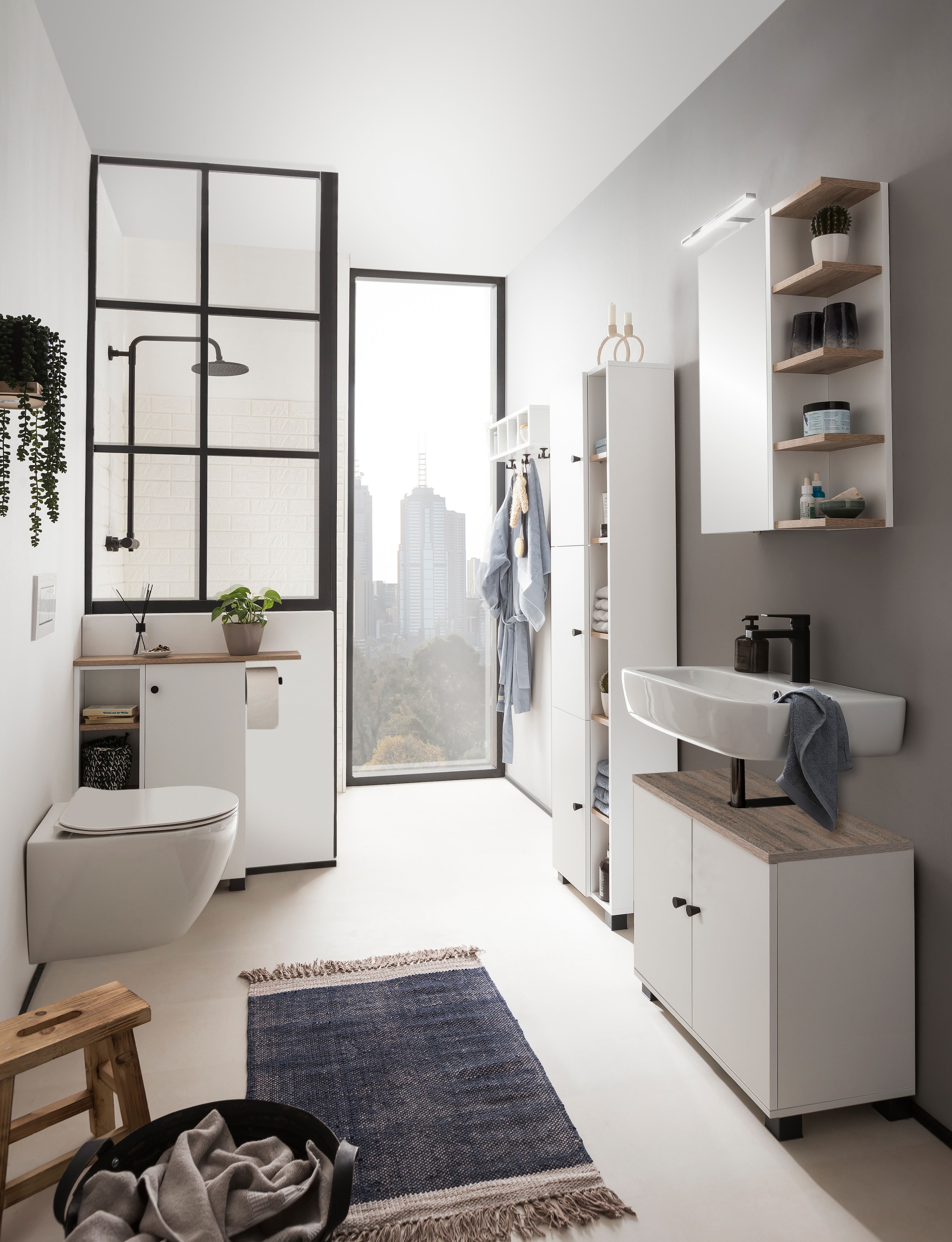 welltime Armoire multi-usages »Lugo, Breite 70 cm« Holzdekor mit fühlbarer Struktur, Regal beidseitig montierbar